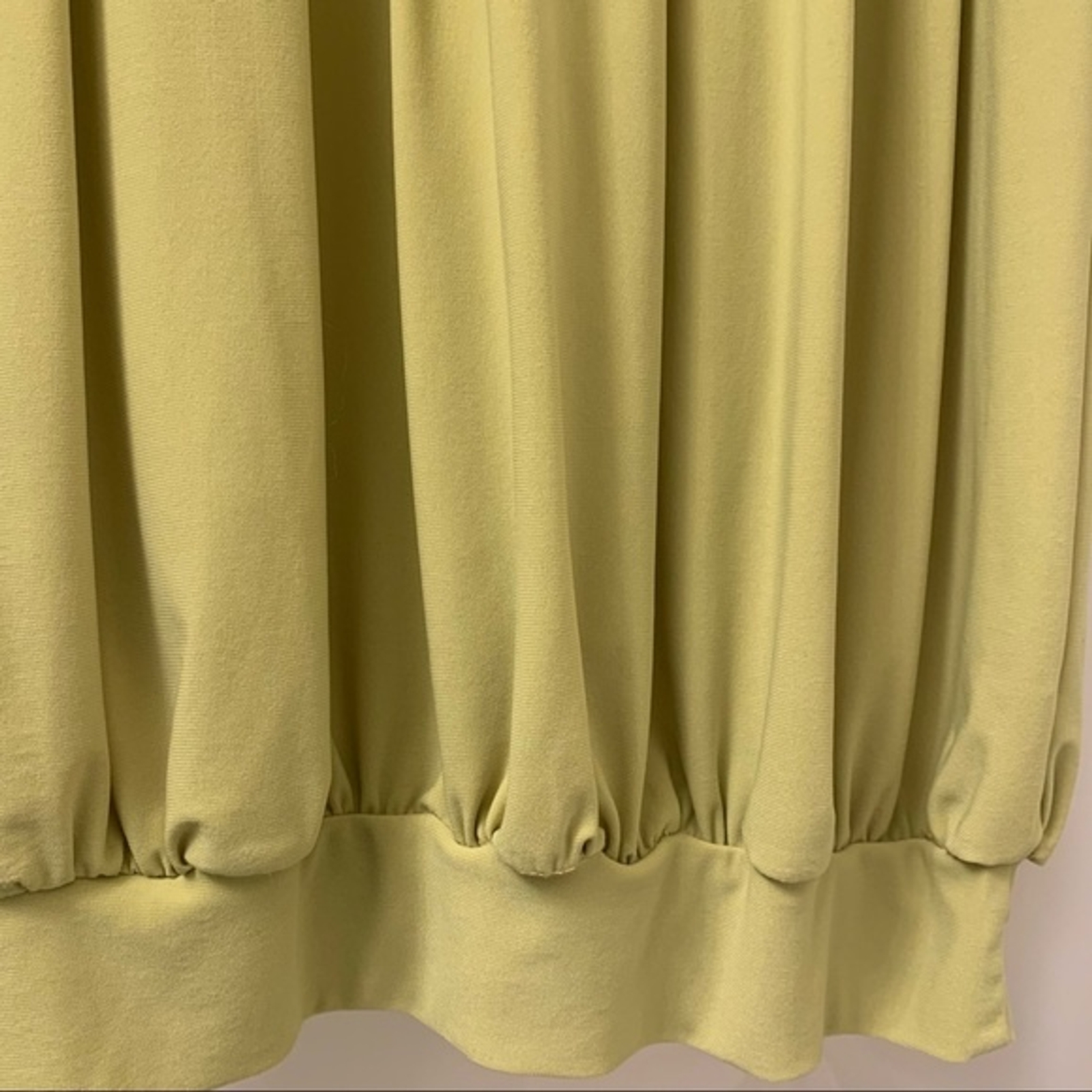 Lime Green Turtleneck Pleated Balloon Mini Dress 3/4 Sleeve Size Small
