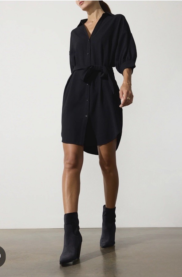 NWT Brochu Walker size M Kate dress in black onyx belted