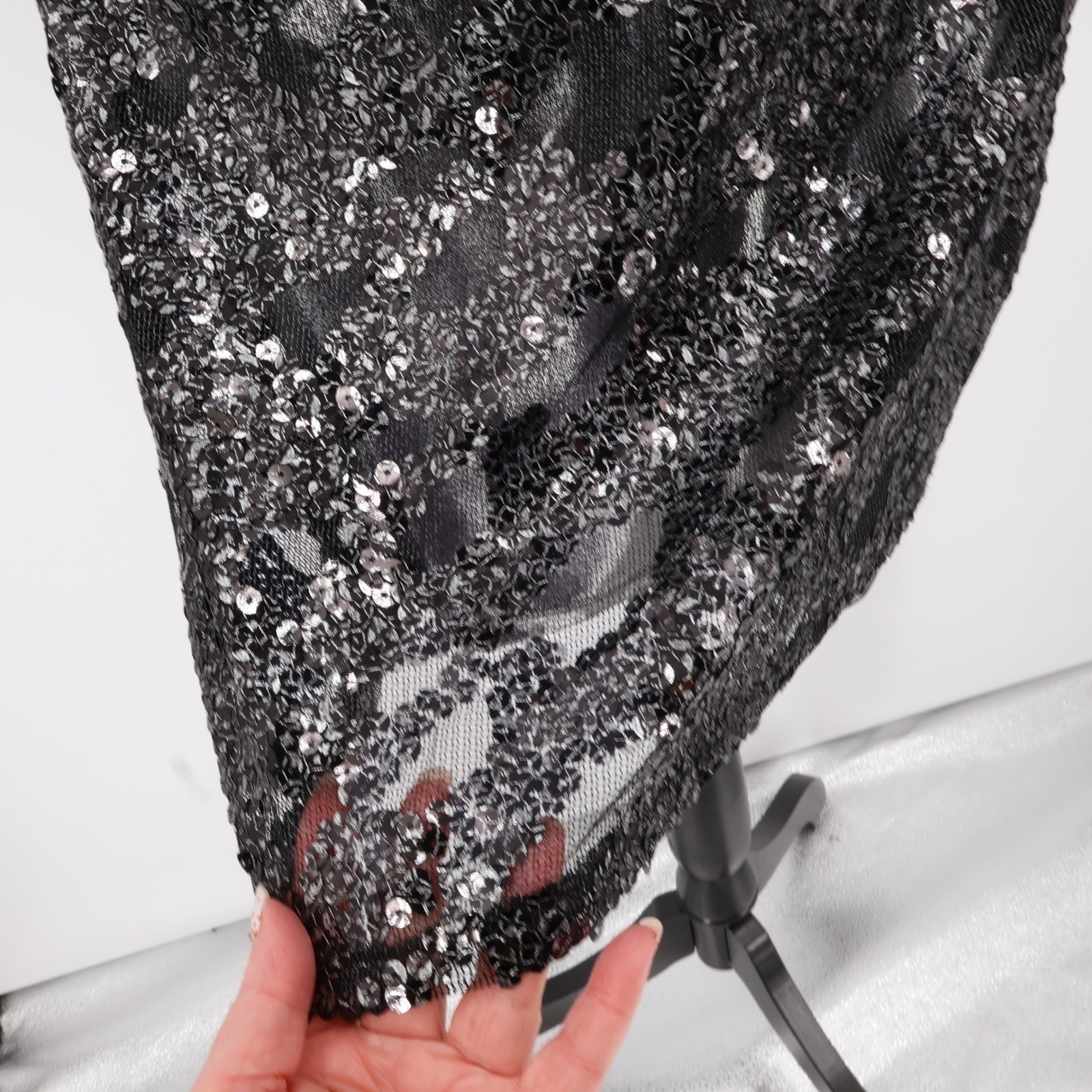 Sequin Metallic Cocktail Mini Dress Womens Party 2010s Glam Hoco Club Size L