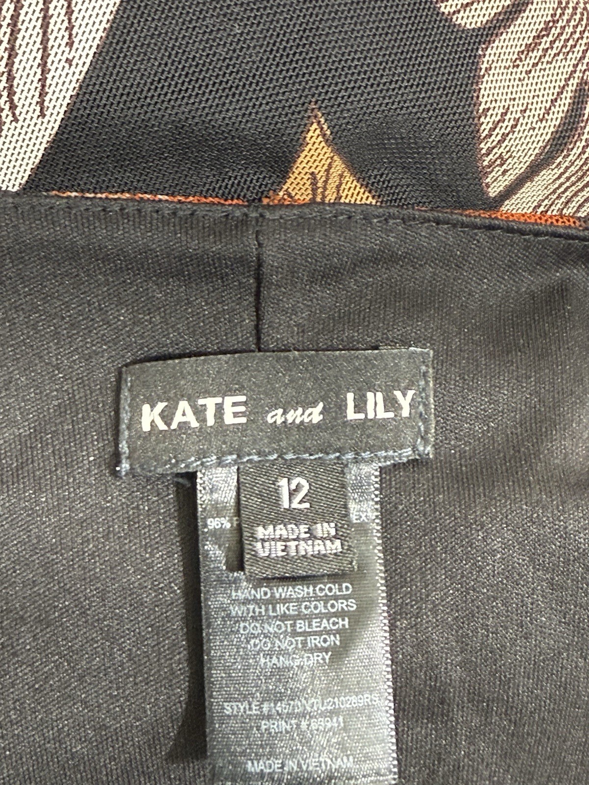 Kate & Lily 12 Black Rust Orange Long Sleeve Smocked Waist V-Neck Maxi Dress EUC