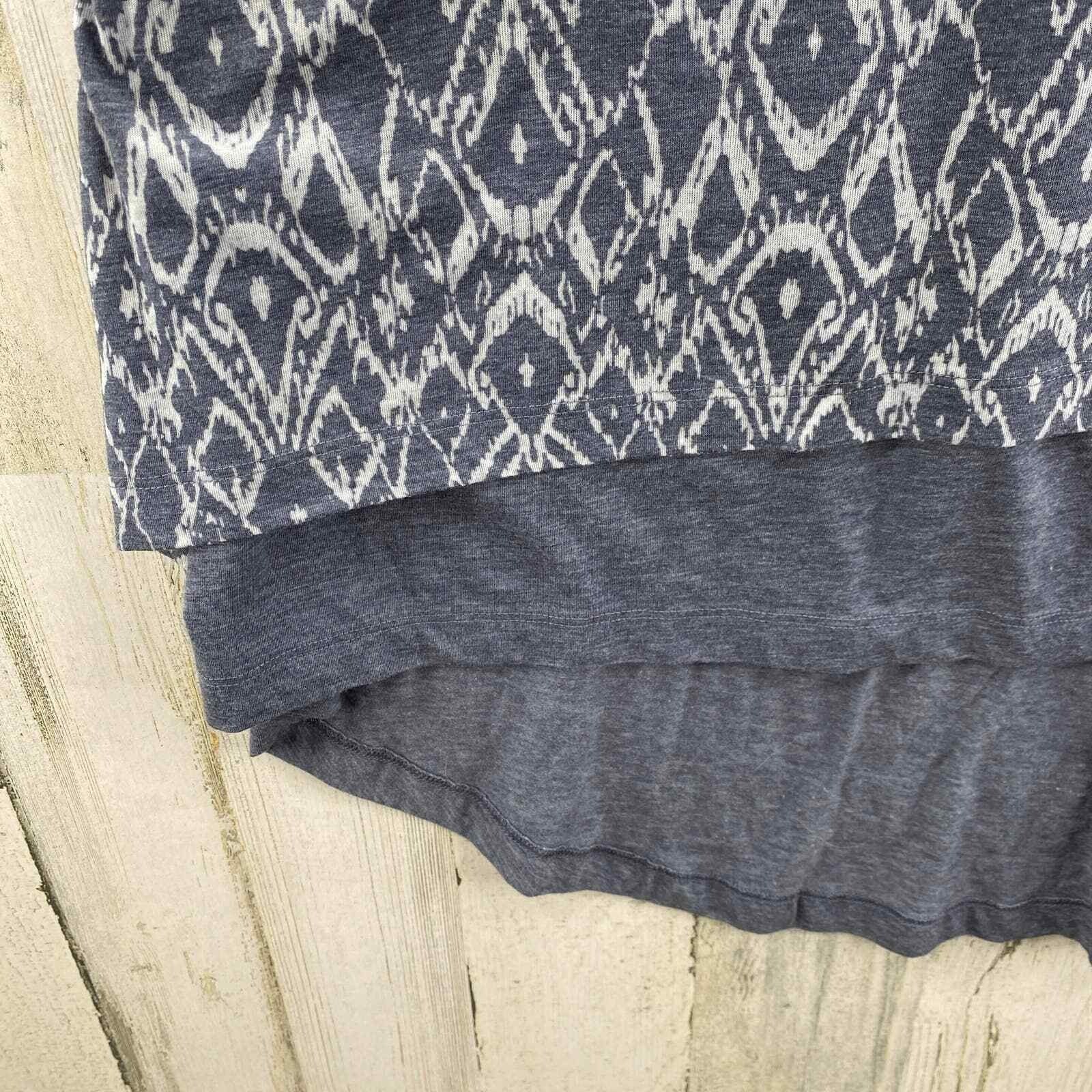 Mod-o-doc Dress Womens Medium Gray Polyester Cotton Blend Aztec Print Layered