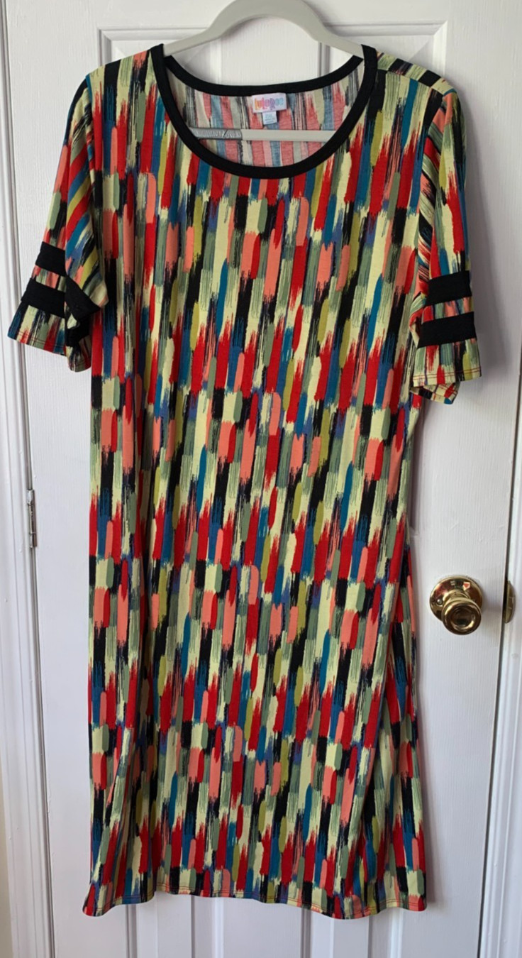 LulaRoe Maria Vibrant Colorful Artistic Dress Short Sleeve Stretch Size 2XL
