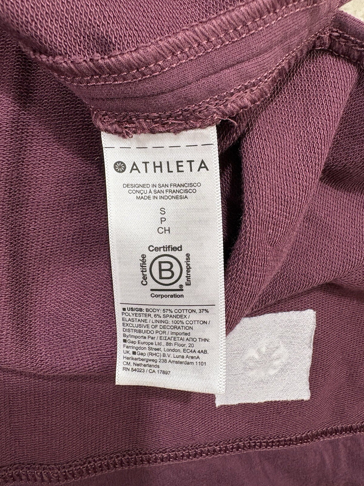 Athleta Short Sleeve Hoodie Sweatshirt Dress Burgundy Maroon Size S Midi Slits