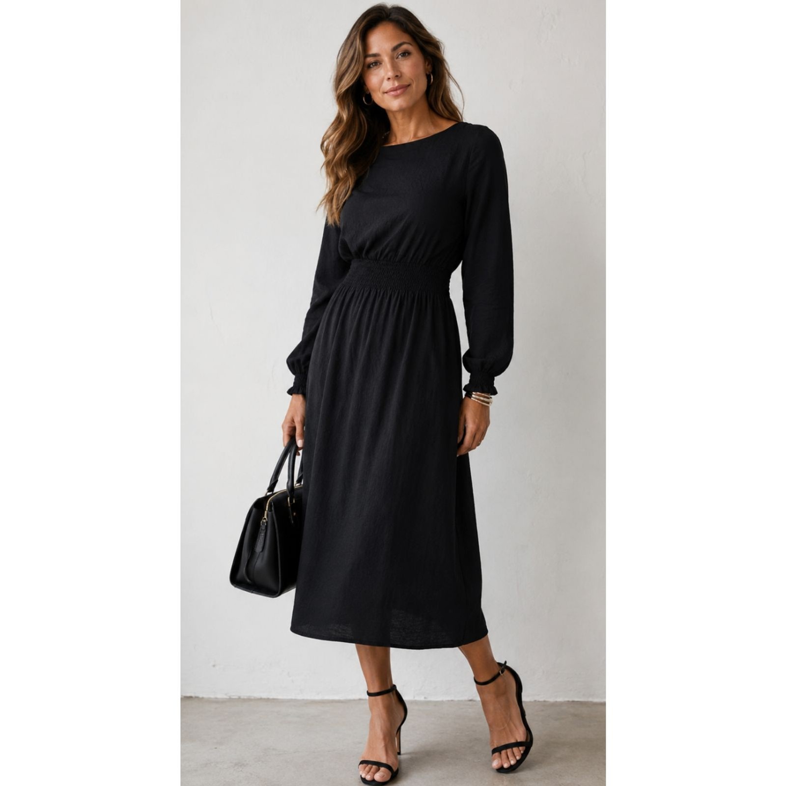 New Croft & Barrow Smocked Waist Diamond Jacquard Midi Dress Women’s Size XL