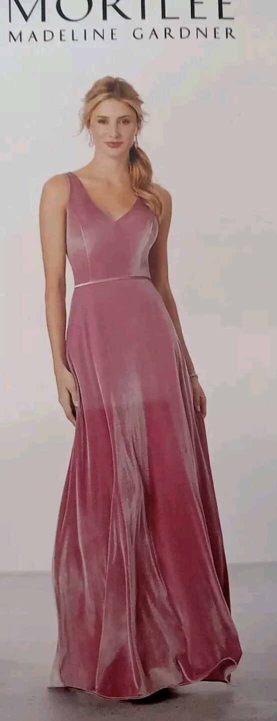 morilee madeline gardner Desert Rose Stretch Velvet Zip Back dress Size 14