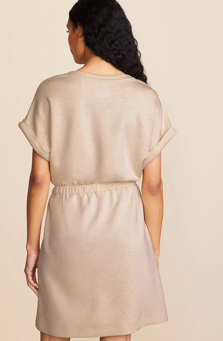 Lou & Grey Heathered Scubasoft Mini Pocket Dress Sz Large Athleisure Travel