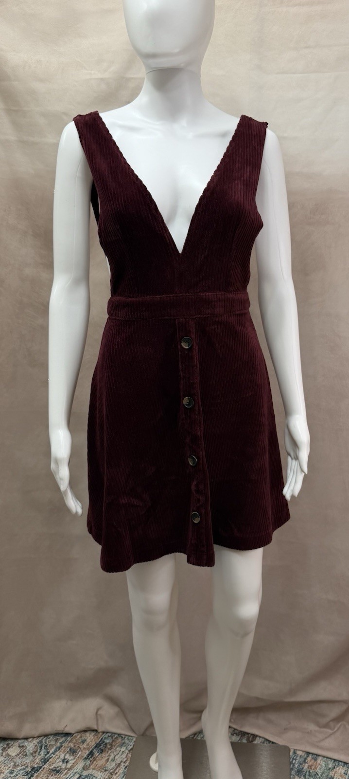 Rue 21 Burgundy Thick Cord Mod Jumper Mini Dress Size M