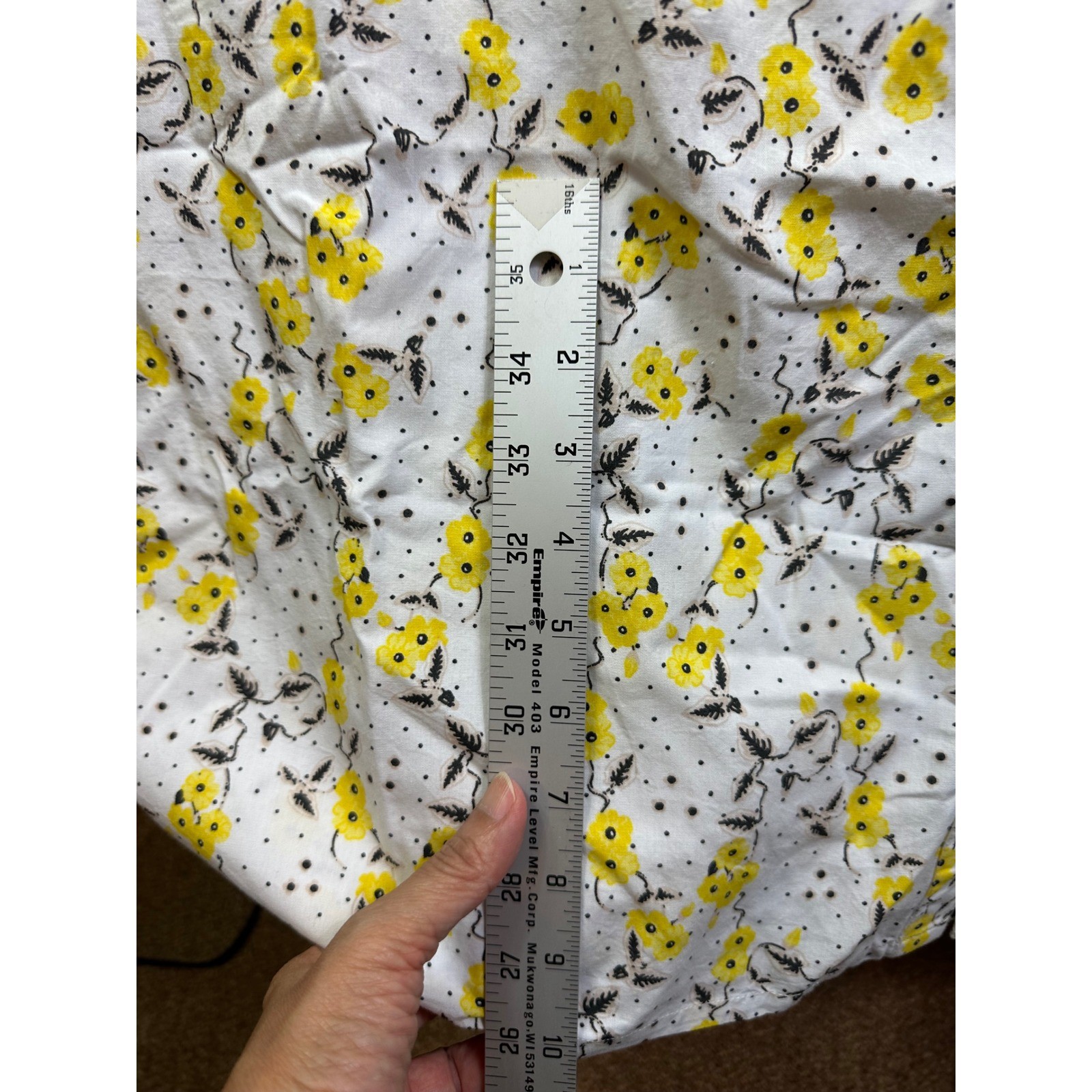 National 1X New Floral Polka Dot Snap Front Duster House Dress White Yellow 1952