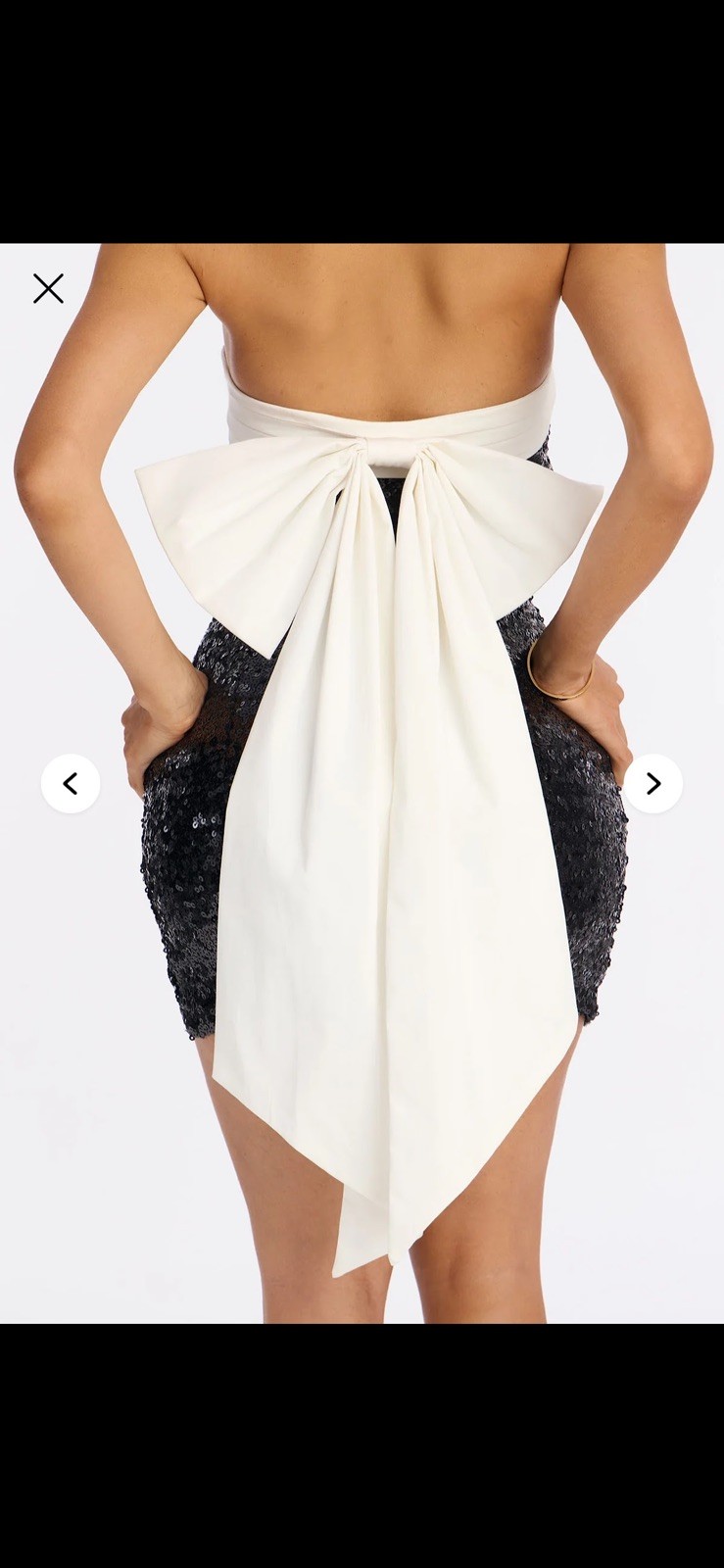 FASHION NOVA Becca Bow Sequin Mini Dress Black White Bow Party Plus 2X