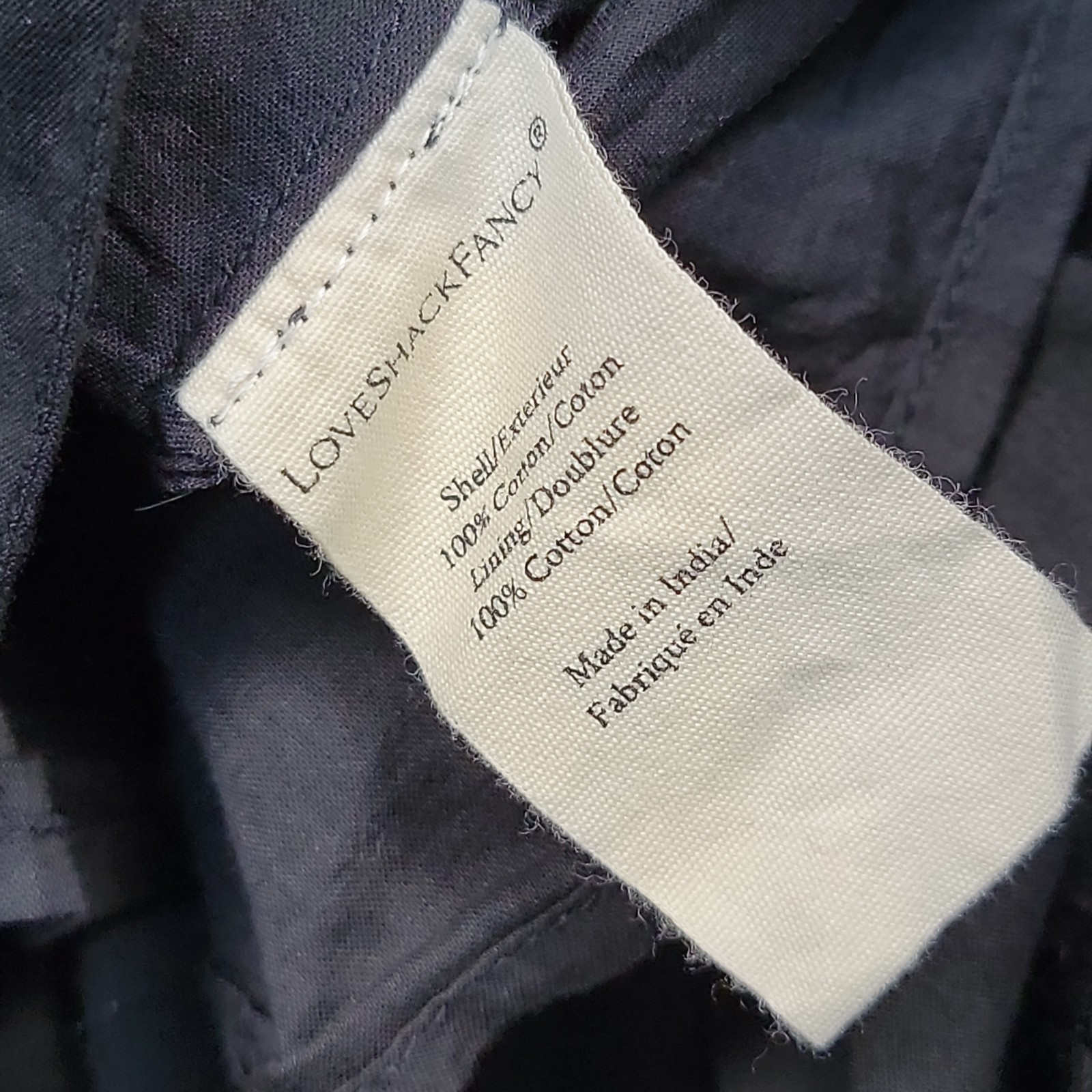 LoveShackFancy Edie Black Maxi Dress Cotton Poplin Button Down Boho Size Small