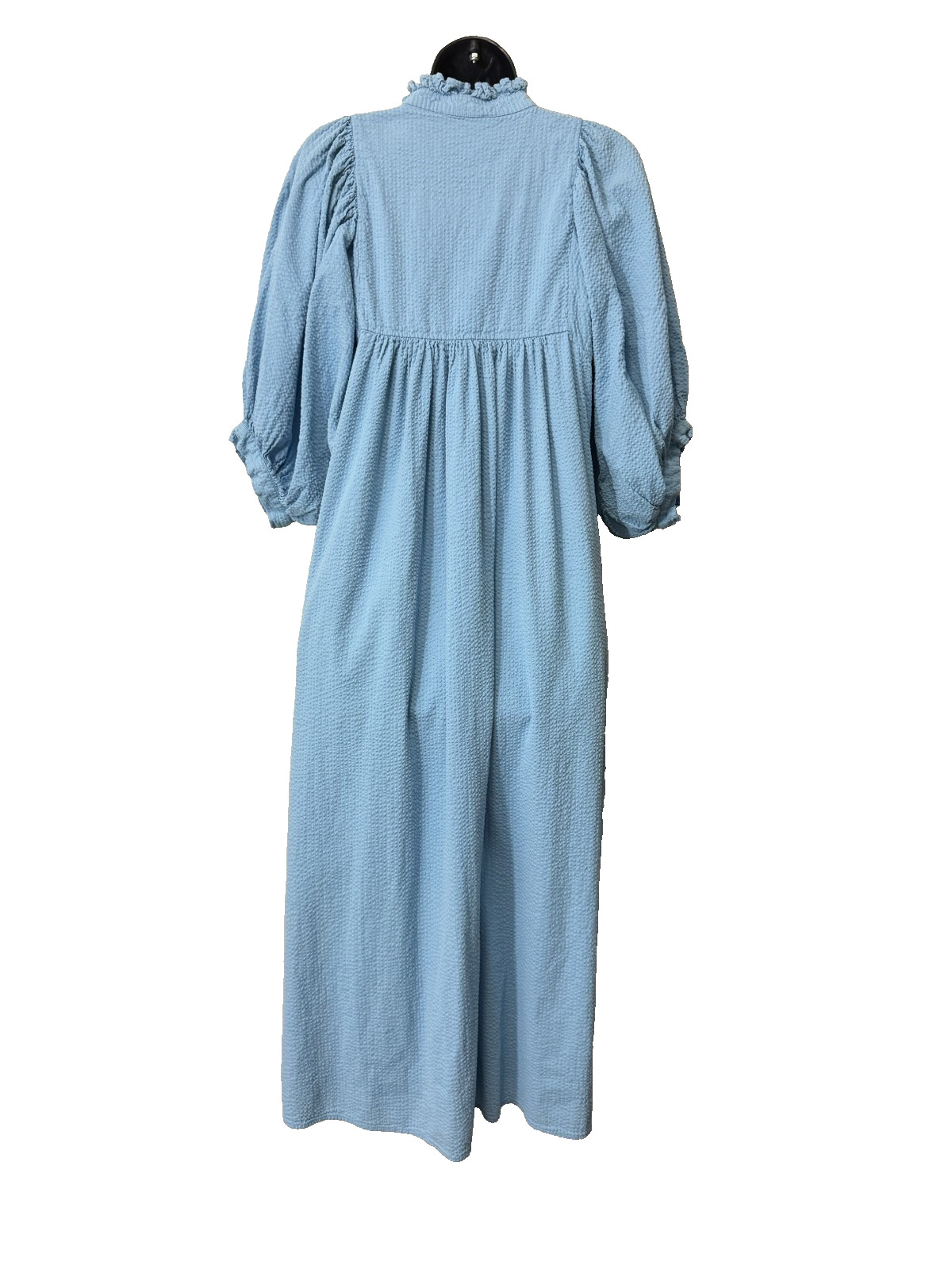 Never A Wallflower High Neck Midi Dress Seersucker Blue XL $354