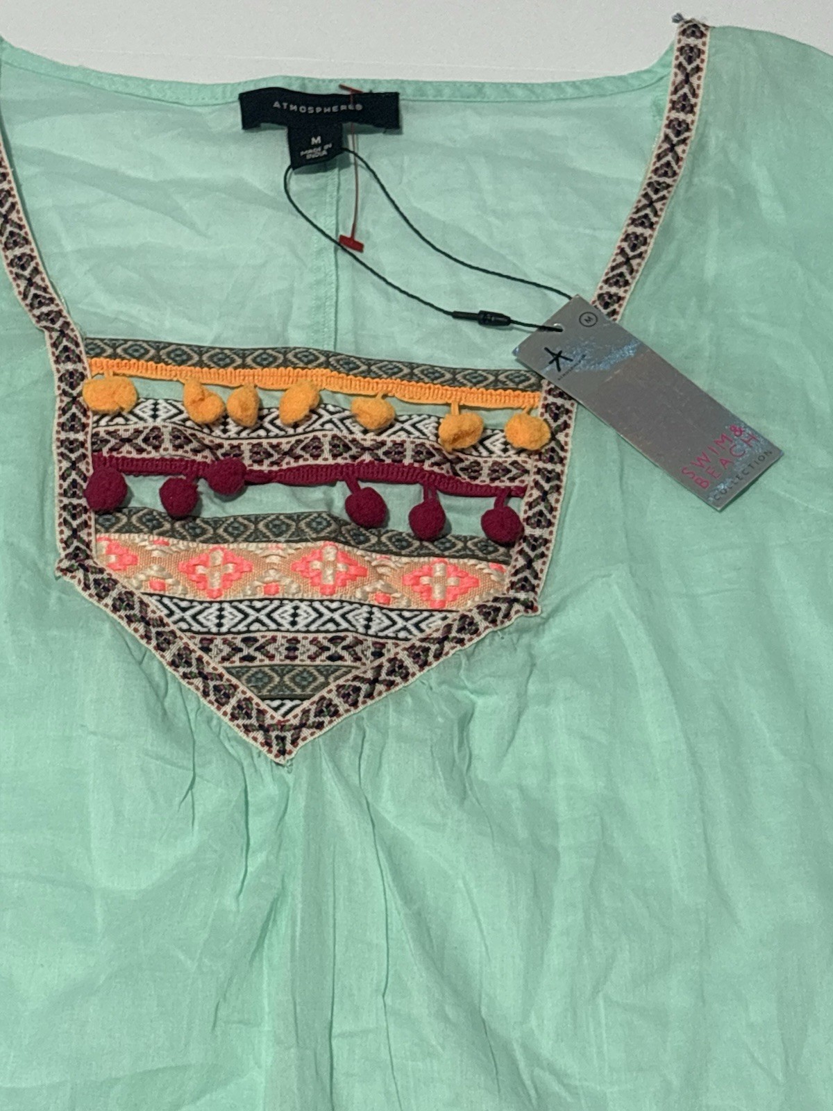 Atmosphere Mint Green Tunic with Red Accent
