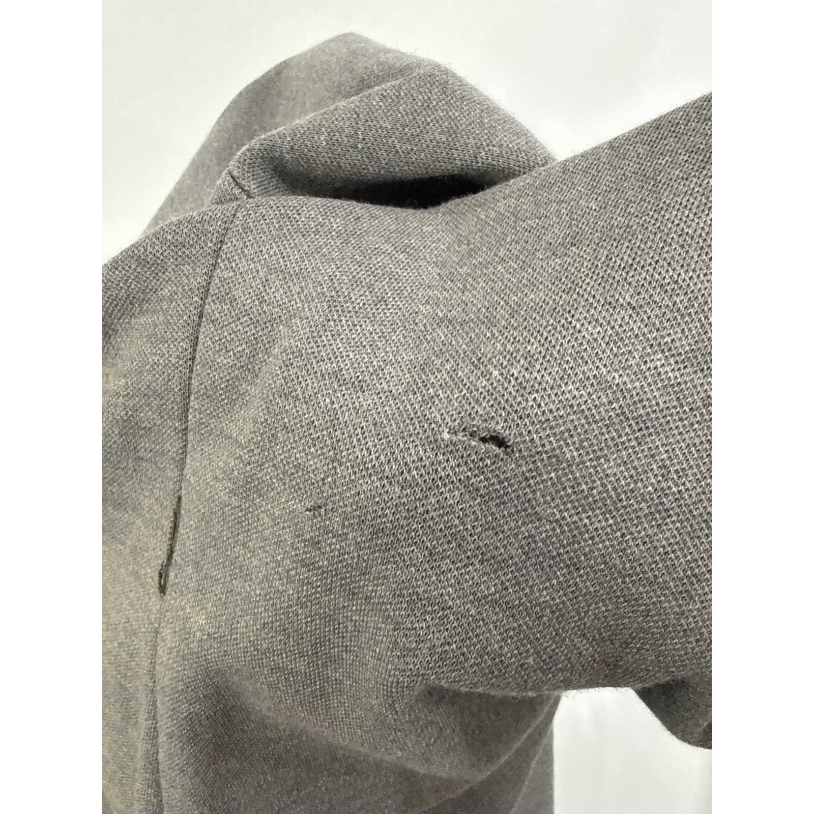 Vintage Grey Sleeveless Knit Sheath Dress Beaded Collar Bow Accent, 38 bust