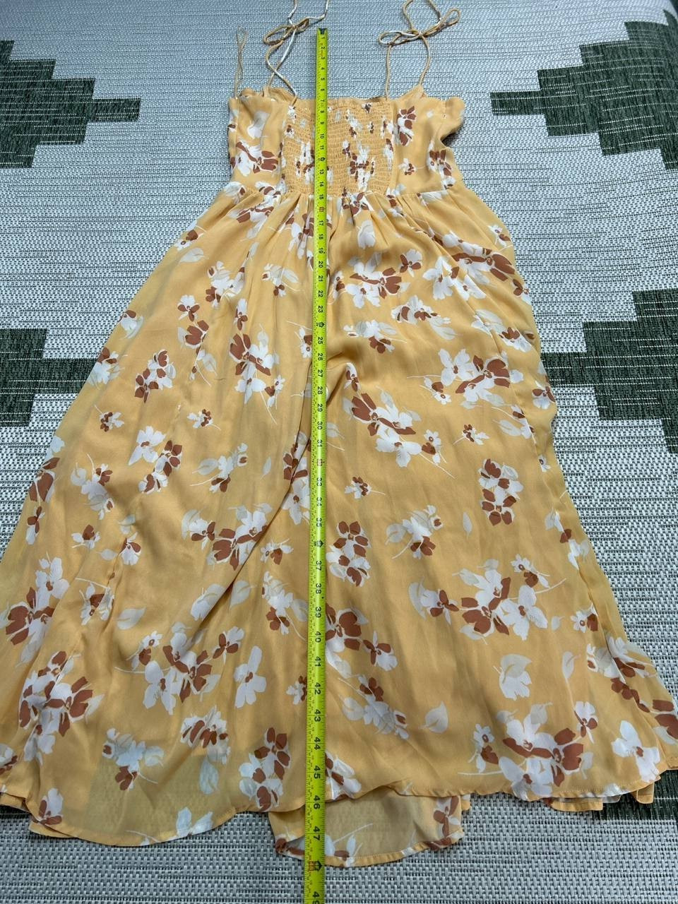 Abercrombie & Fitch Dress Womens Medium Tall Yellow Brown White Floral Midi