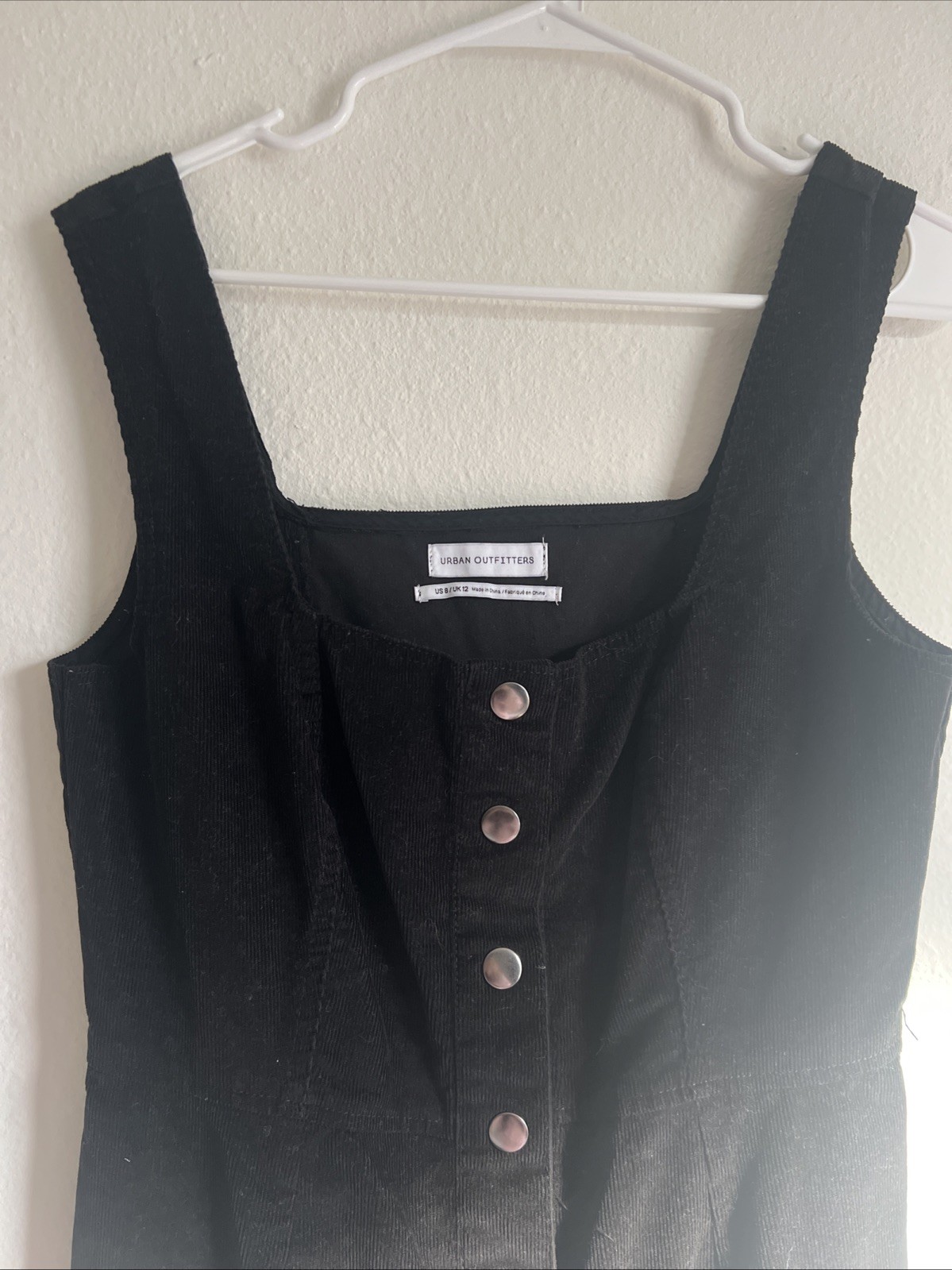 Urban Outfitters Women’s Black Corduroy Mini Dress Autumn Winter Size 8