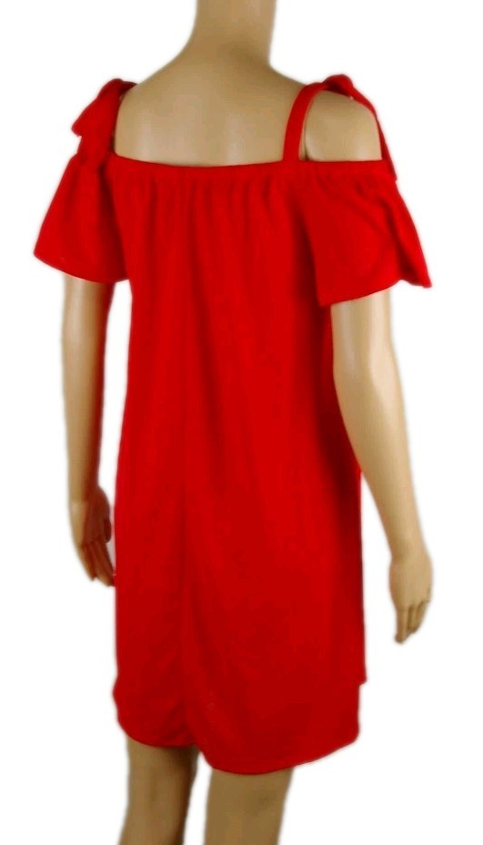 NWOT Green Envelope Solid Red Off the Shoulder Shift Dress Women’s Size Medium