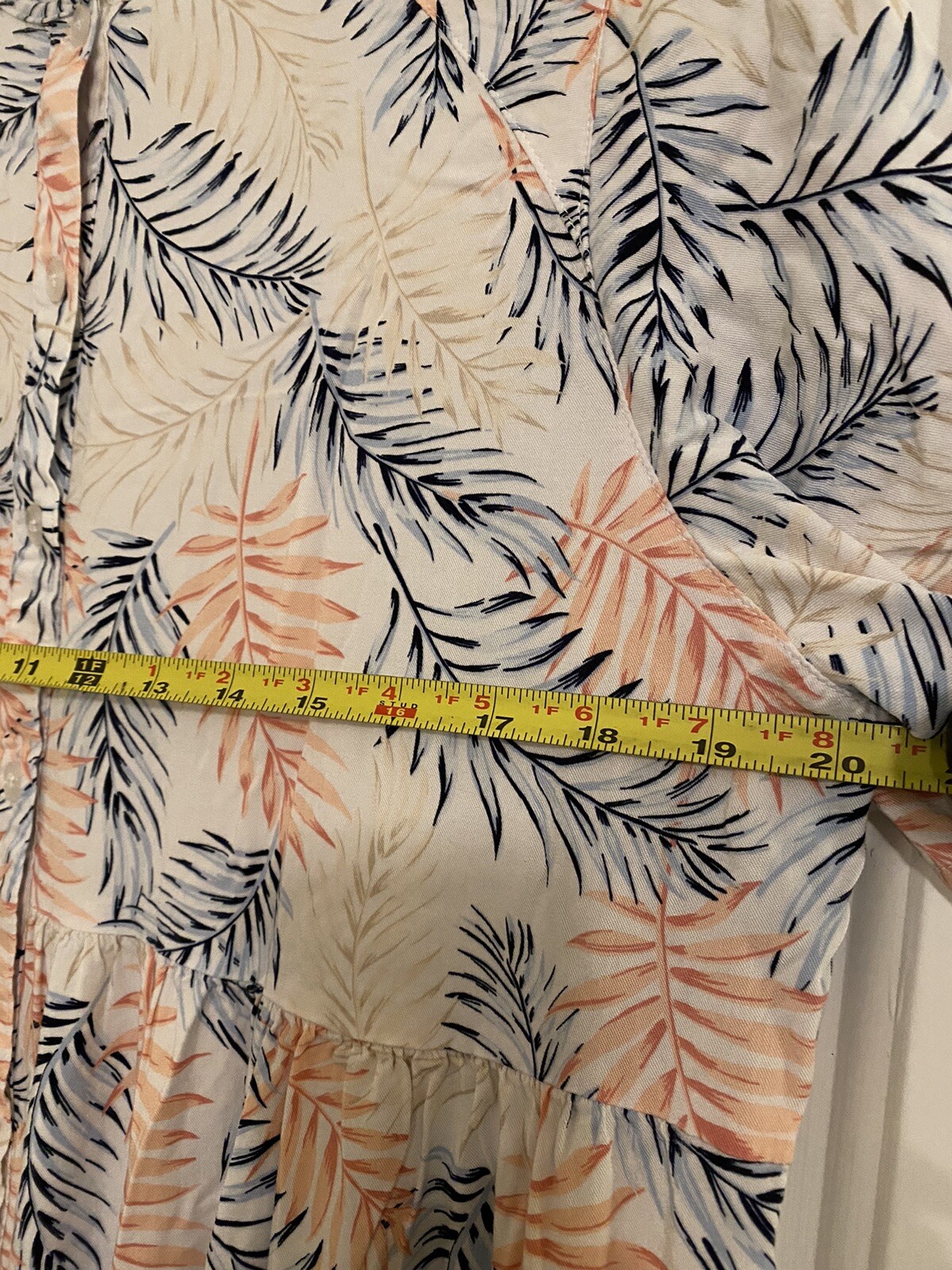 National Since 1952 Housedress Button Up Dress Large Leaf Print Colorful Muumuu