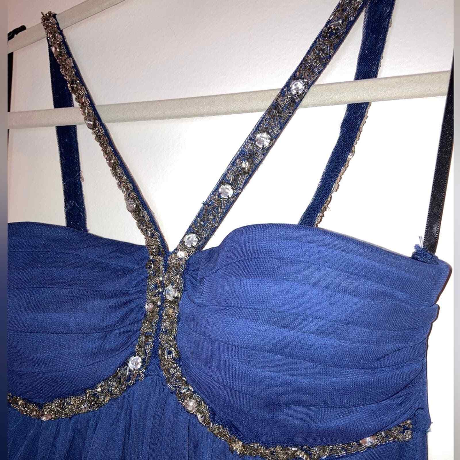 Navy, Sequin Strap, Floor Length Dress Size Small Jodi Kristopher