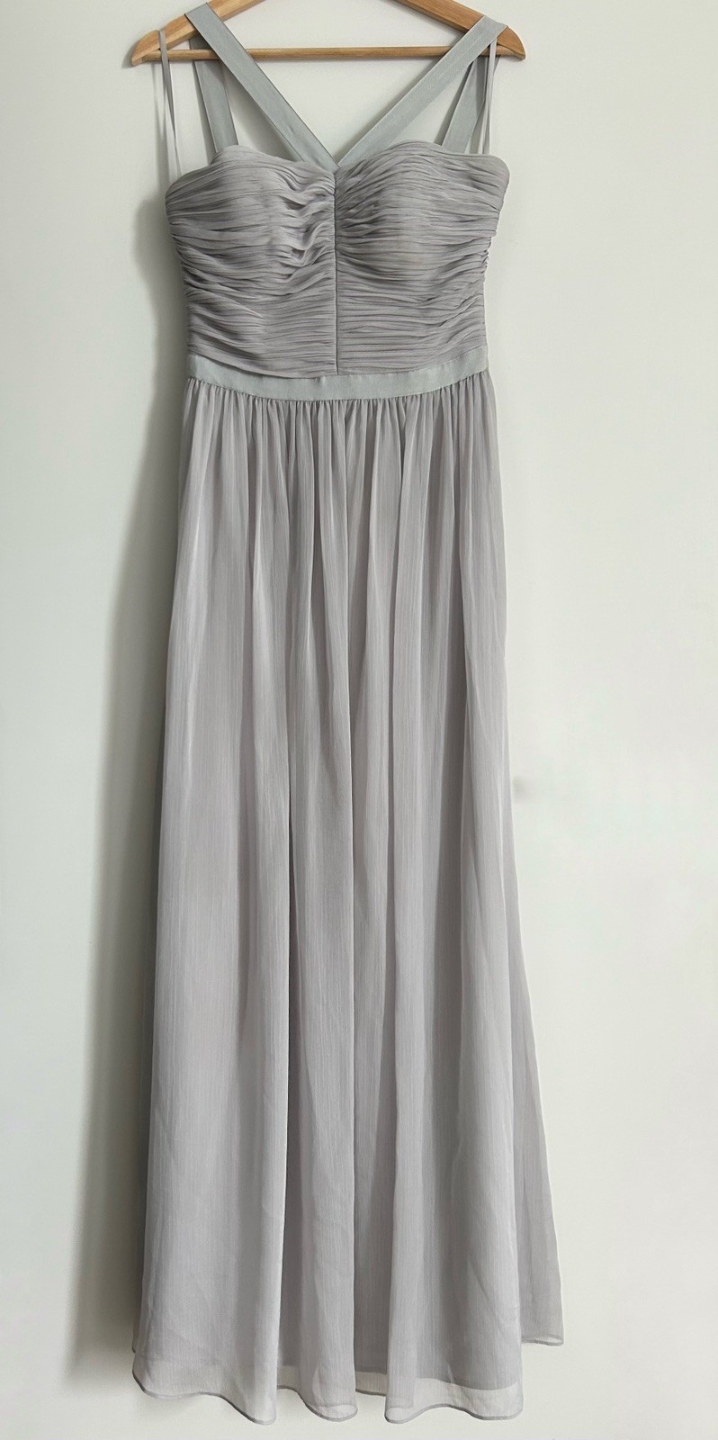 TED BAKER LANGLEY ‘Skaio’ Grey Long Maxi Dress Size 2 UK 10 Ballgown Prom Strap