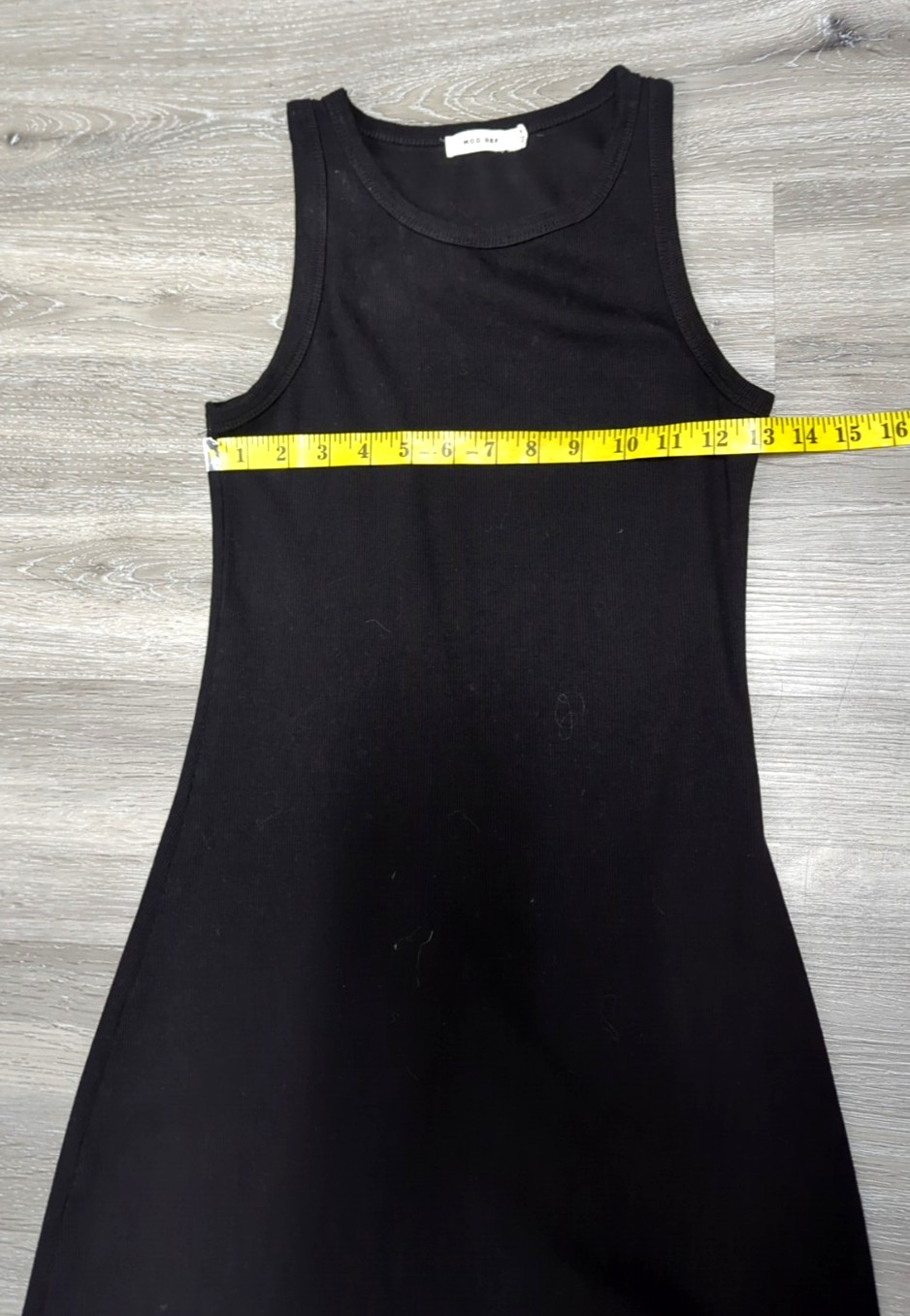 Mod Ref Black Ribbed Tank Dress Midi Stretch Cotton Casual Comfort Active Size S