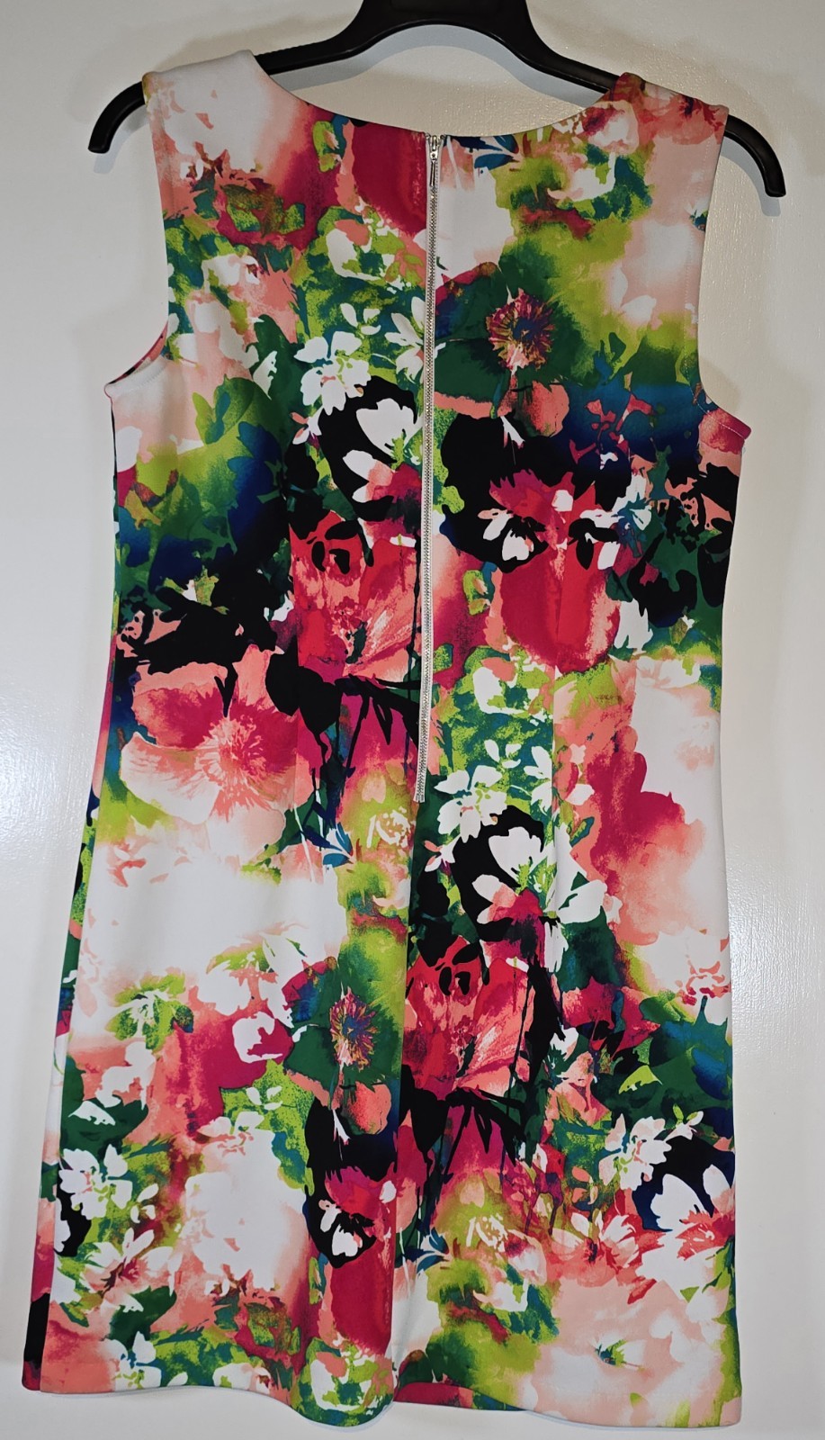 Worthington Womens L Vibrant Abstract Watercolor Floral Sheath Stretchy Dress