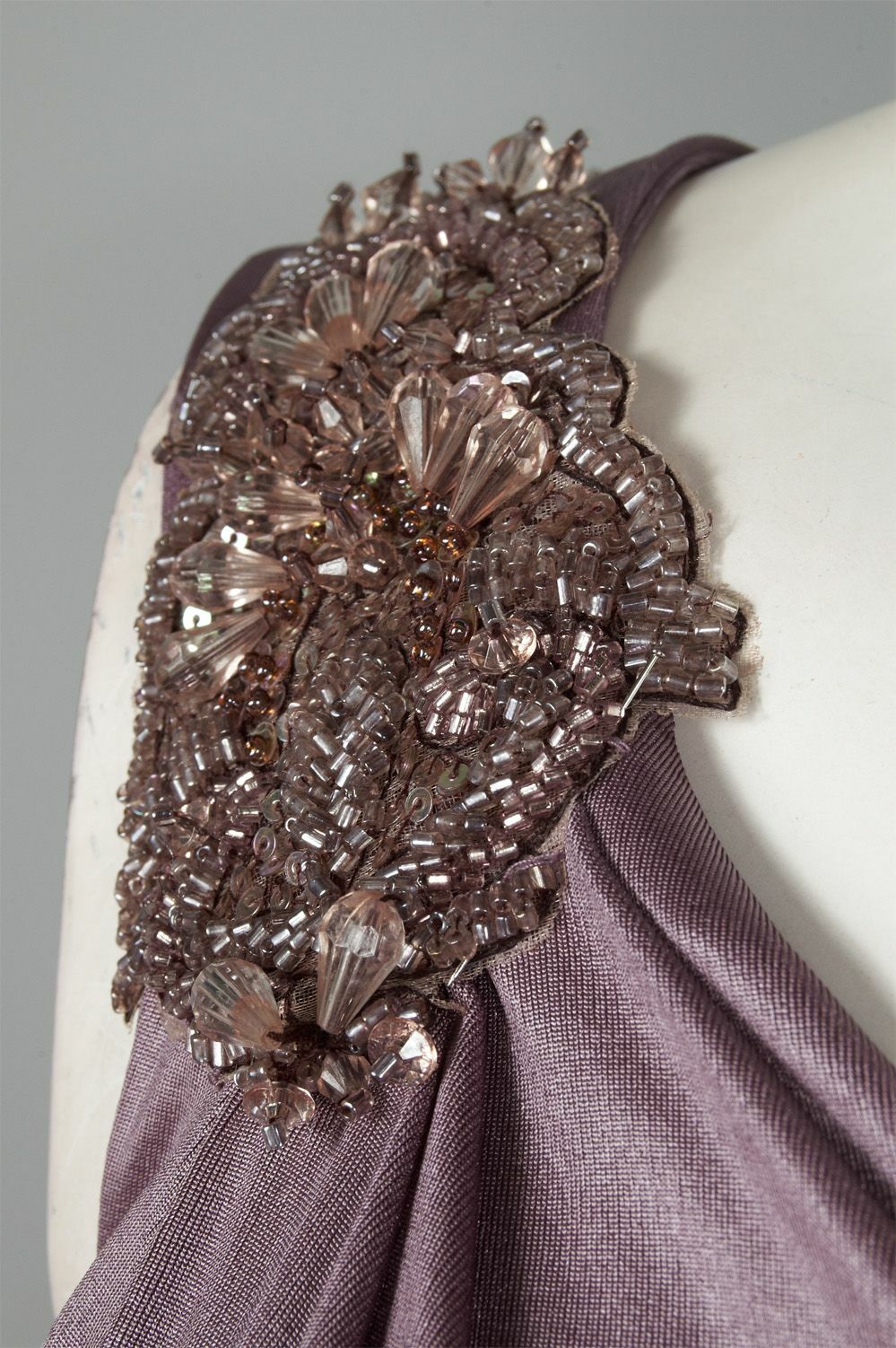 Cachet Beaded One Shoulder Midi Party Dress Size 12 14 Mauve Purple NWT $188