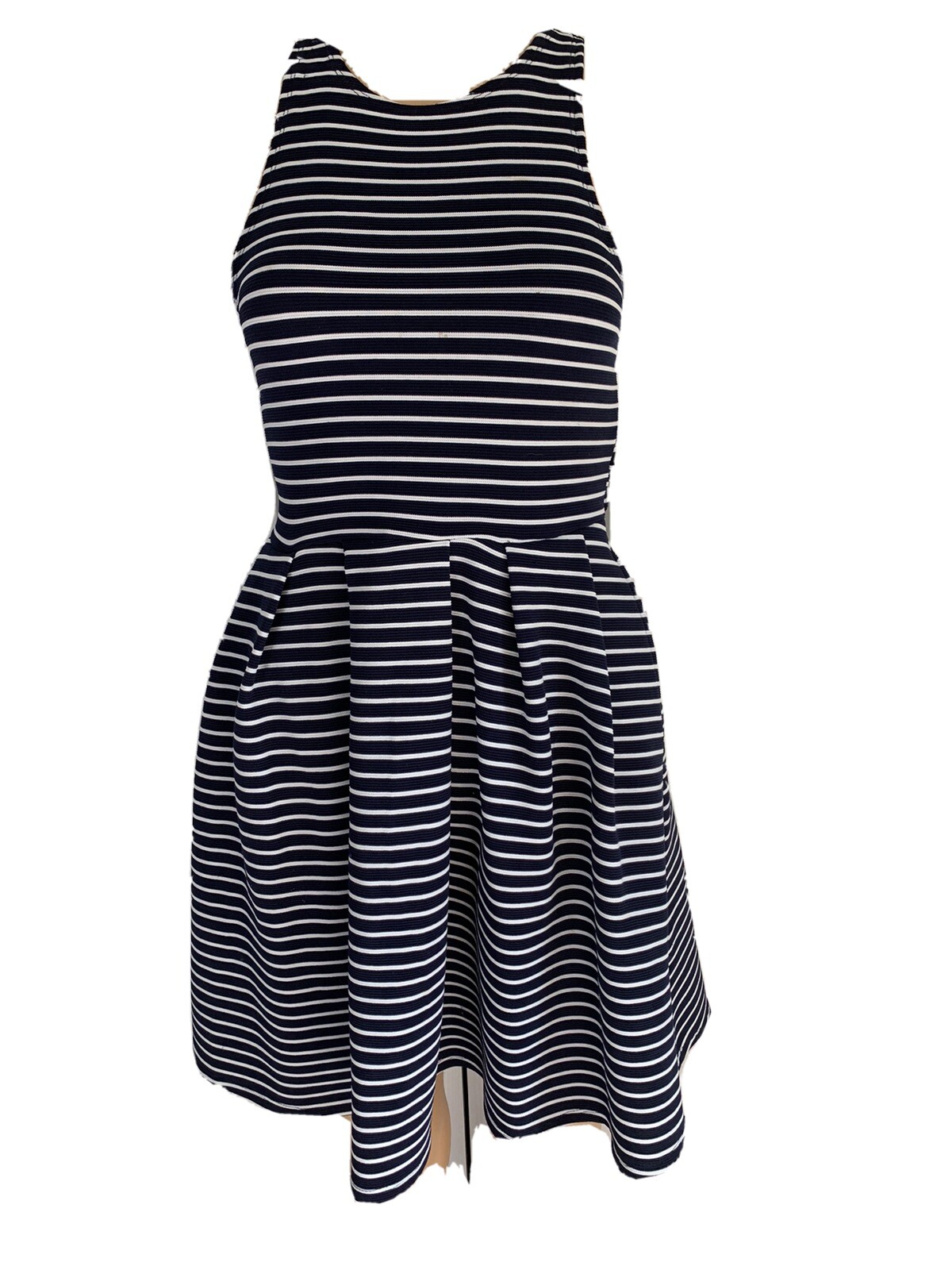 SO Authentic American Heritage Navy Blue Striped Halter Skater Dress Size Small