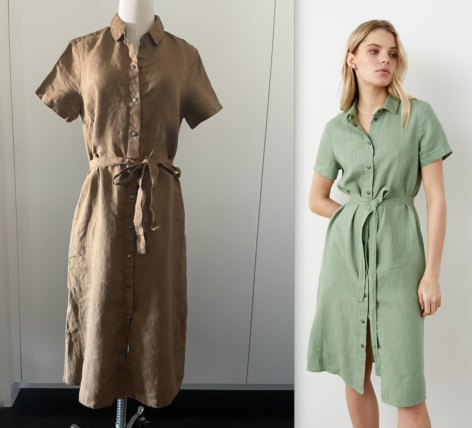 Linen ID d96p Brown Linen Snap Shirtdress EUC Medium M NPL Linenfox