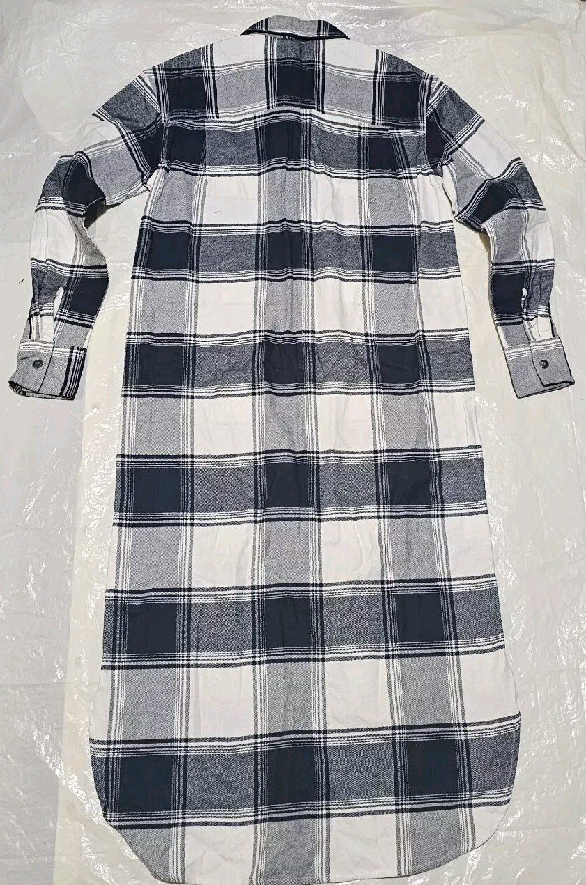 Lita by Ciara Revolve 100% Cotton Snap Button Down Plaid Black White $248 Sz XS