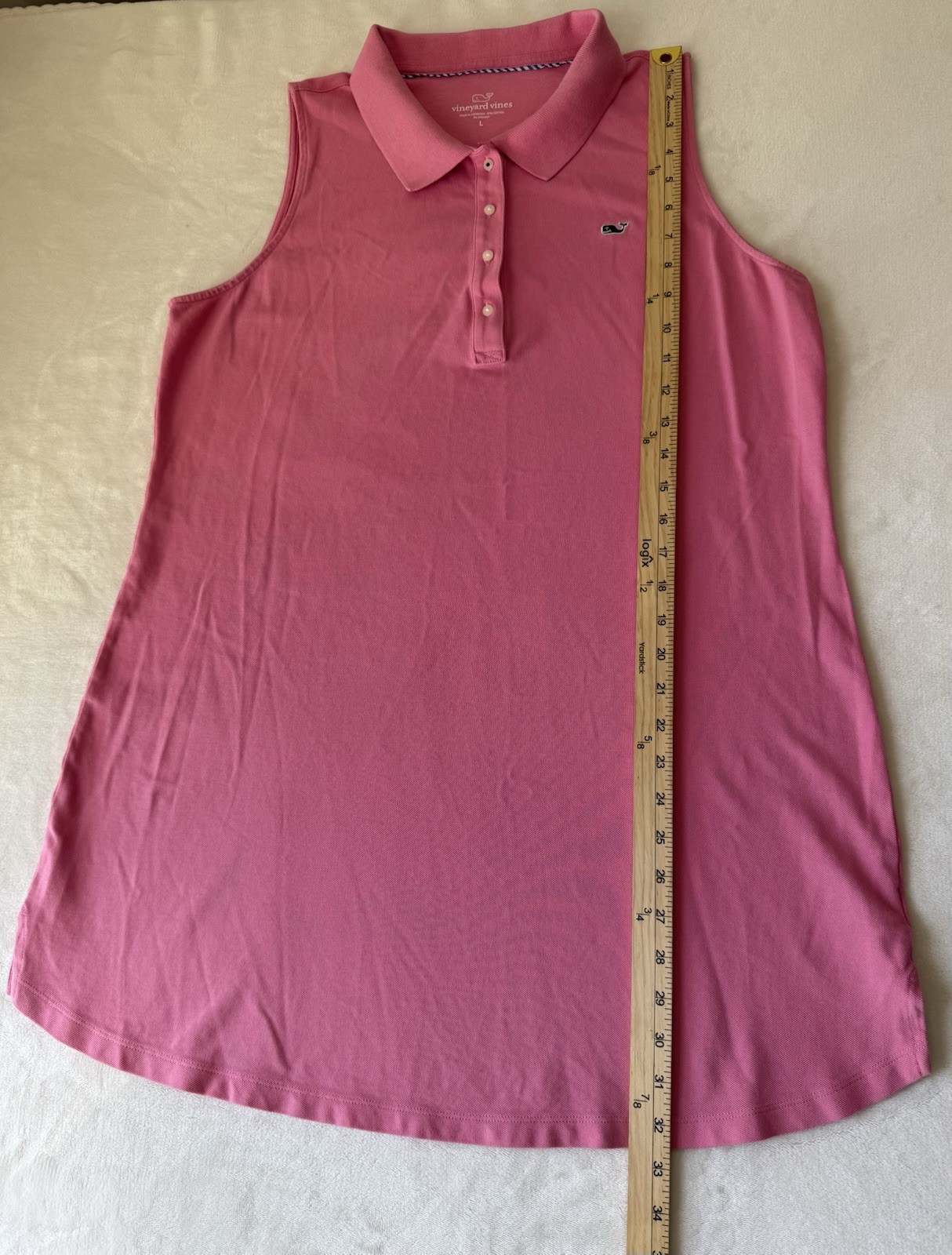 Vineyard Vines Cotton Stretch Pink Sleeveless Polo T-shirt Dress Size L Preppy