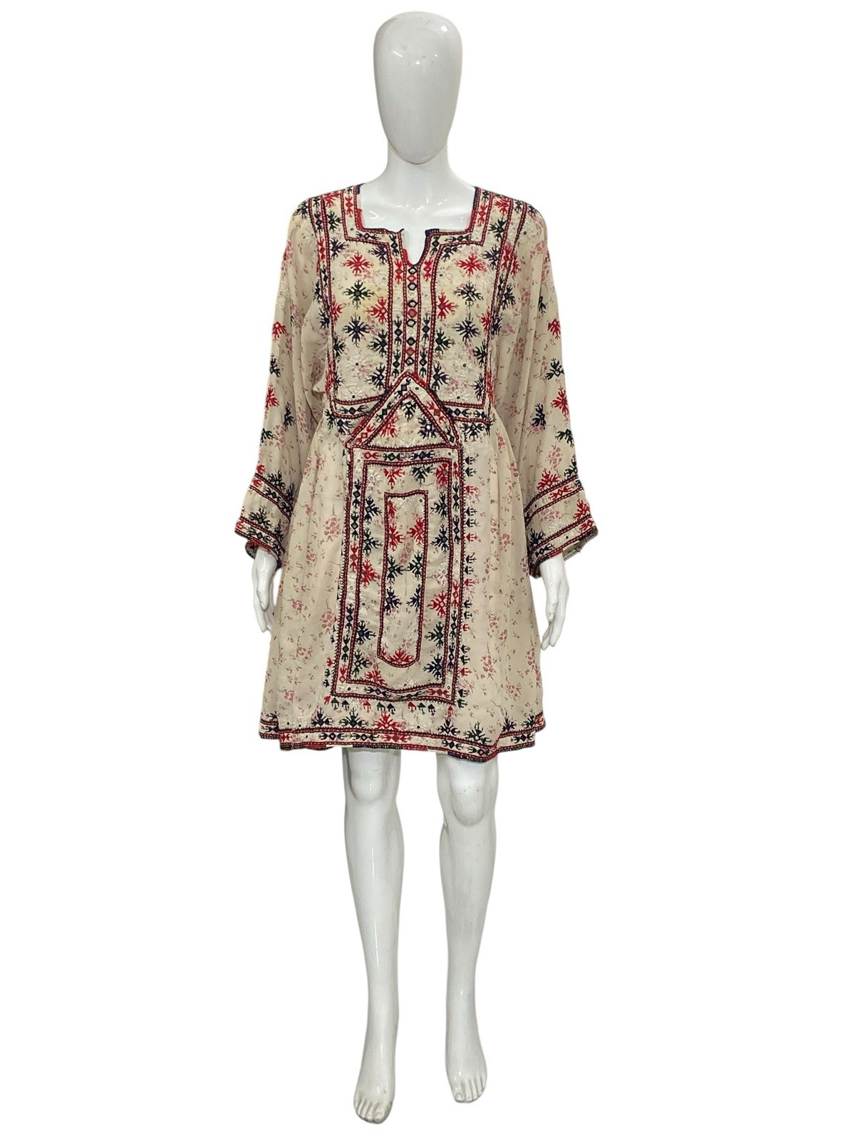 Isabel Marant Etoile Inesia Embroidered Kaftan Style Women Mini Short Dress S 36