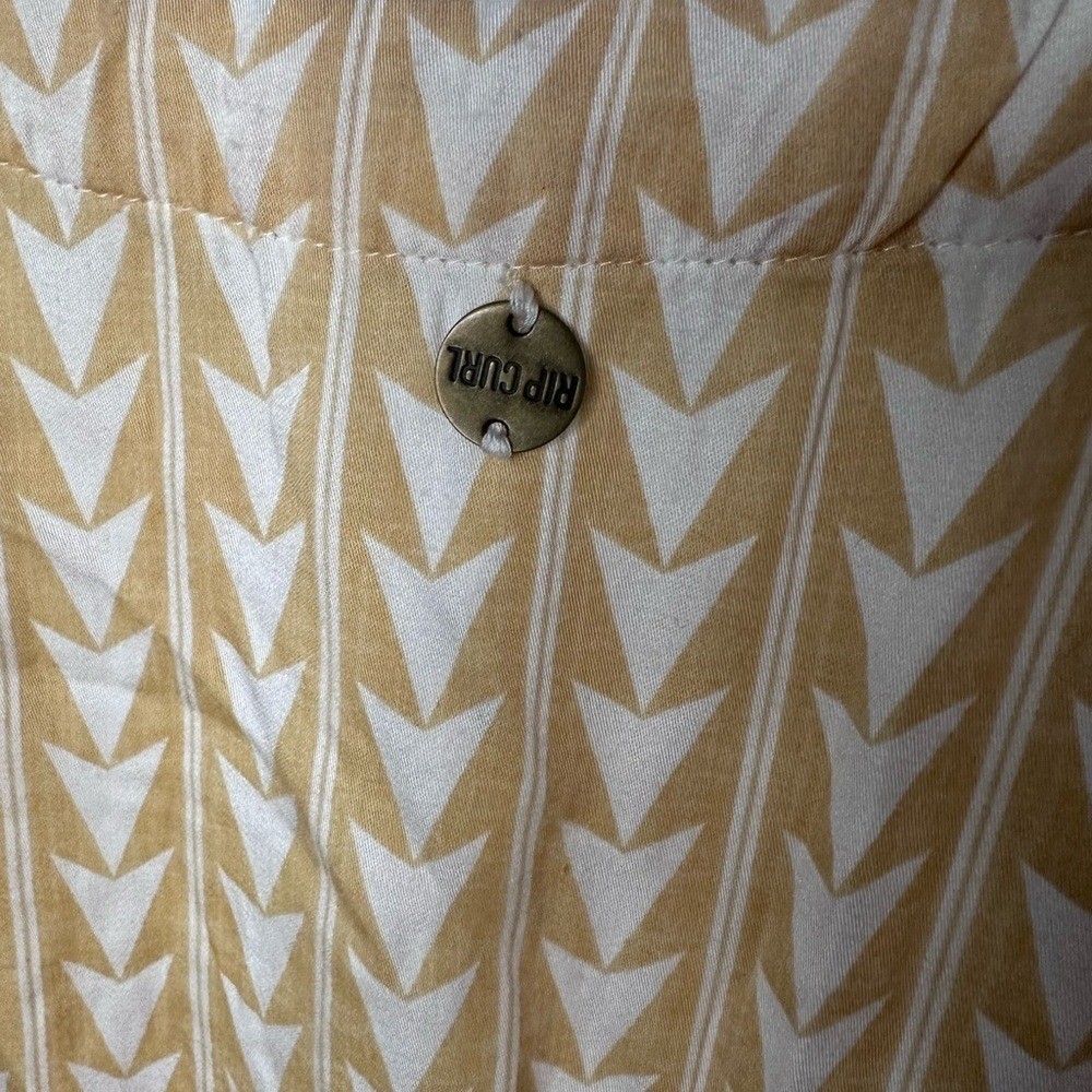 Rip Curl XS Mustard Cream Geometric Print Dress w/ Pockets