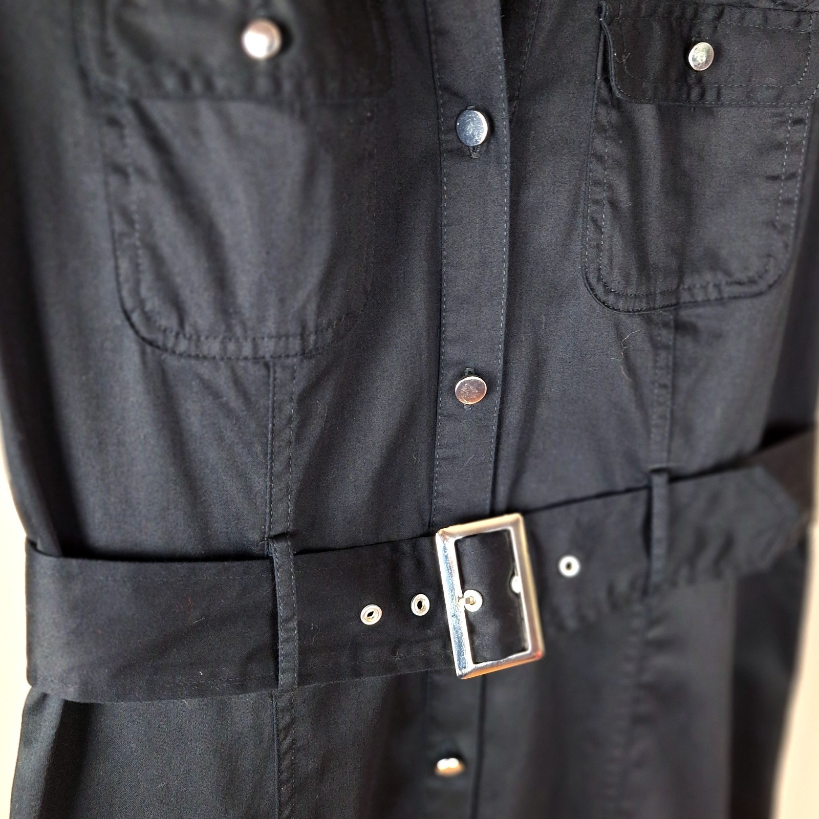 Black Goth Utility Shirt Dress, Size 6. Streetwear Metal 90s punk indie skater