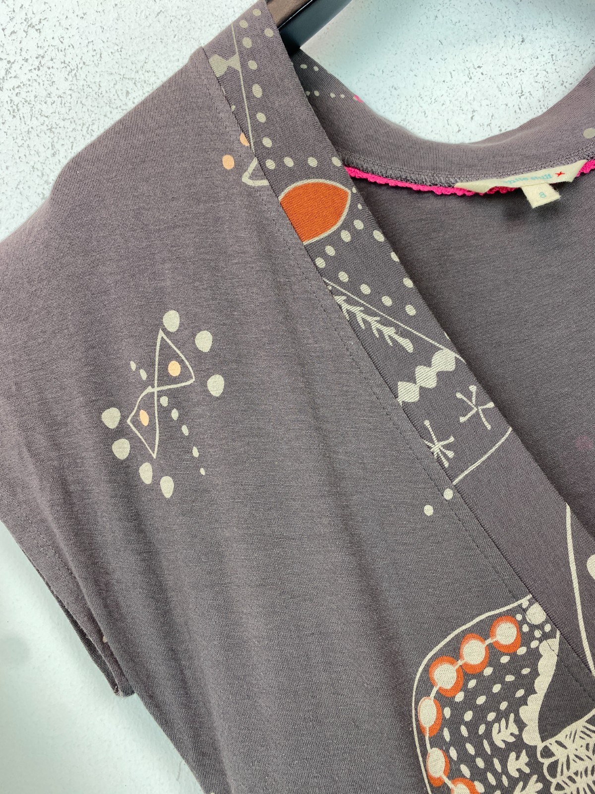 White Stuff Grey Abstract Maxi Dress Cap Sleeve Pullover UK 8