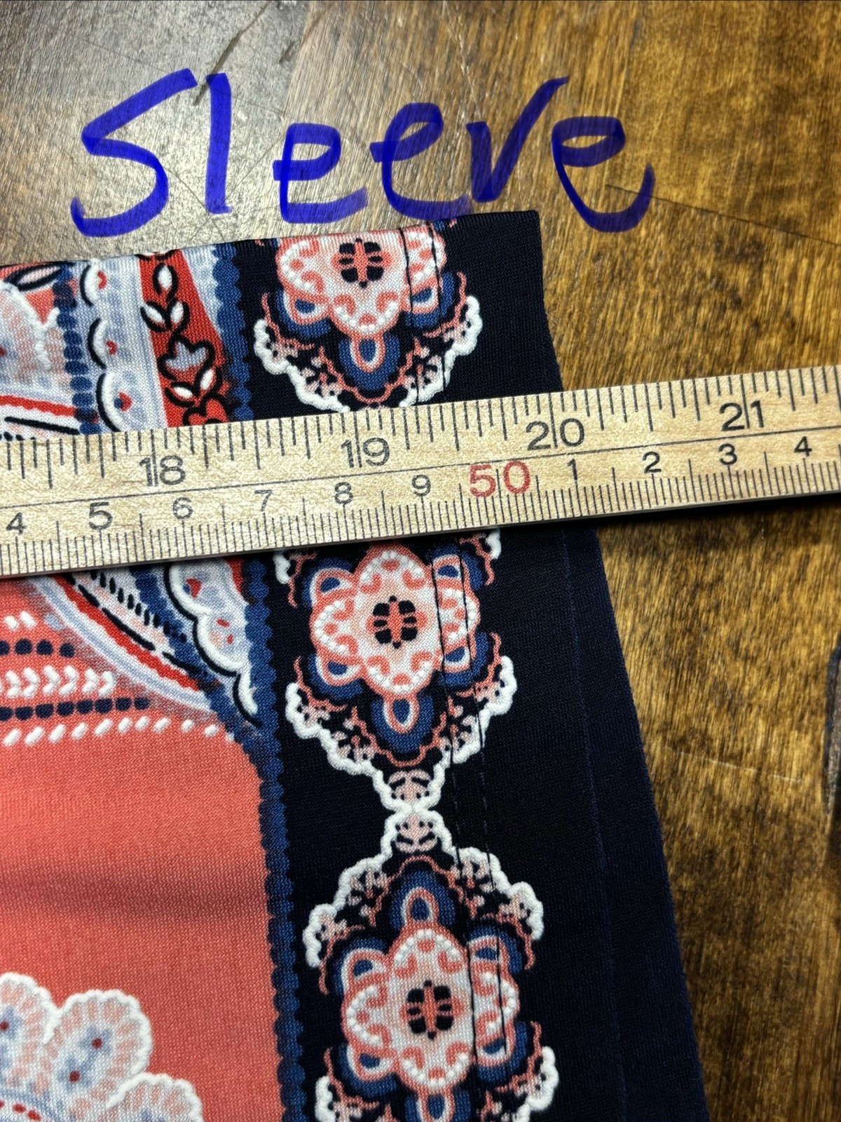 Studio One NY Coral Paisley Shift Dress Size XL Bell Sleeve Border Print Stretch