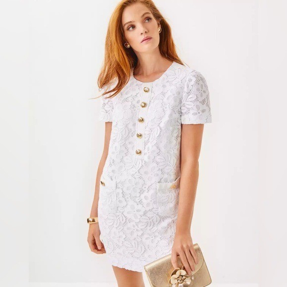 Lilly Pulitzer || Camalie Lace Shift Mini Dress White 00 NWT Bridal Graduation