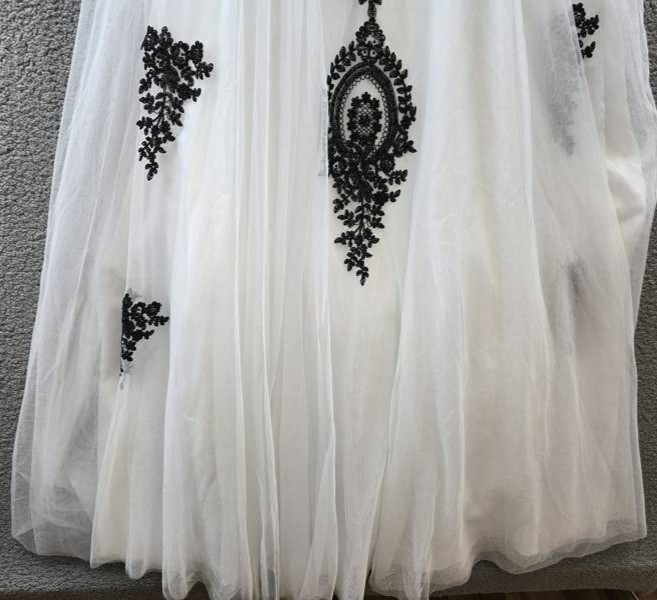 Say Yes Trendy Plus Size Strapless Embellished Gown Women’s 20W White/Black