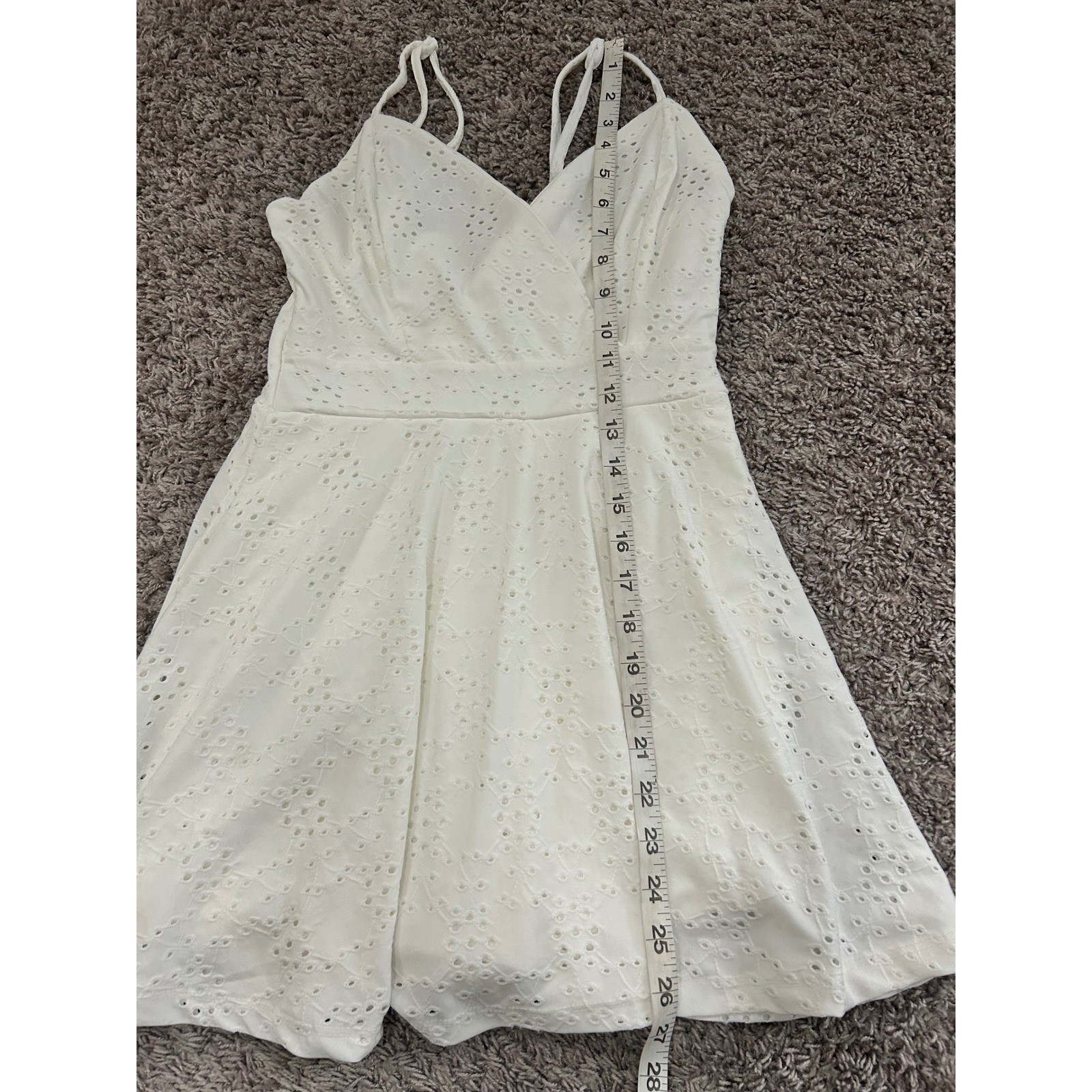 J for Justify White Eyelet Wrap Mini Dress Flirty Summer Beach Vacation S