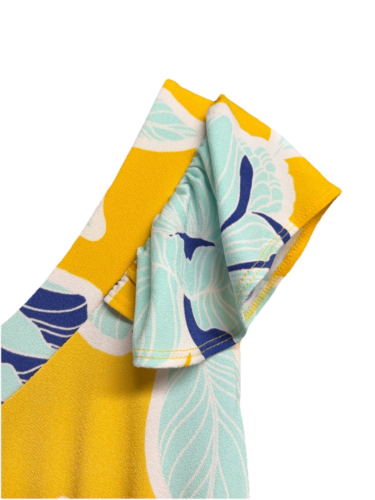 IMAN Global Chic Yellow Blue Floral Maxi Dress Resort Summer Cruise Petite M NWT