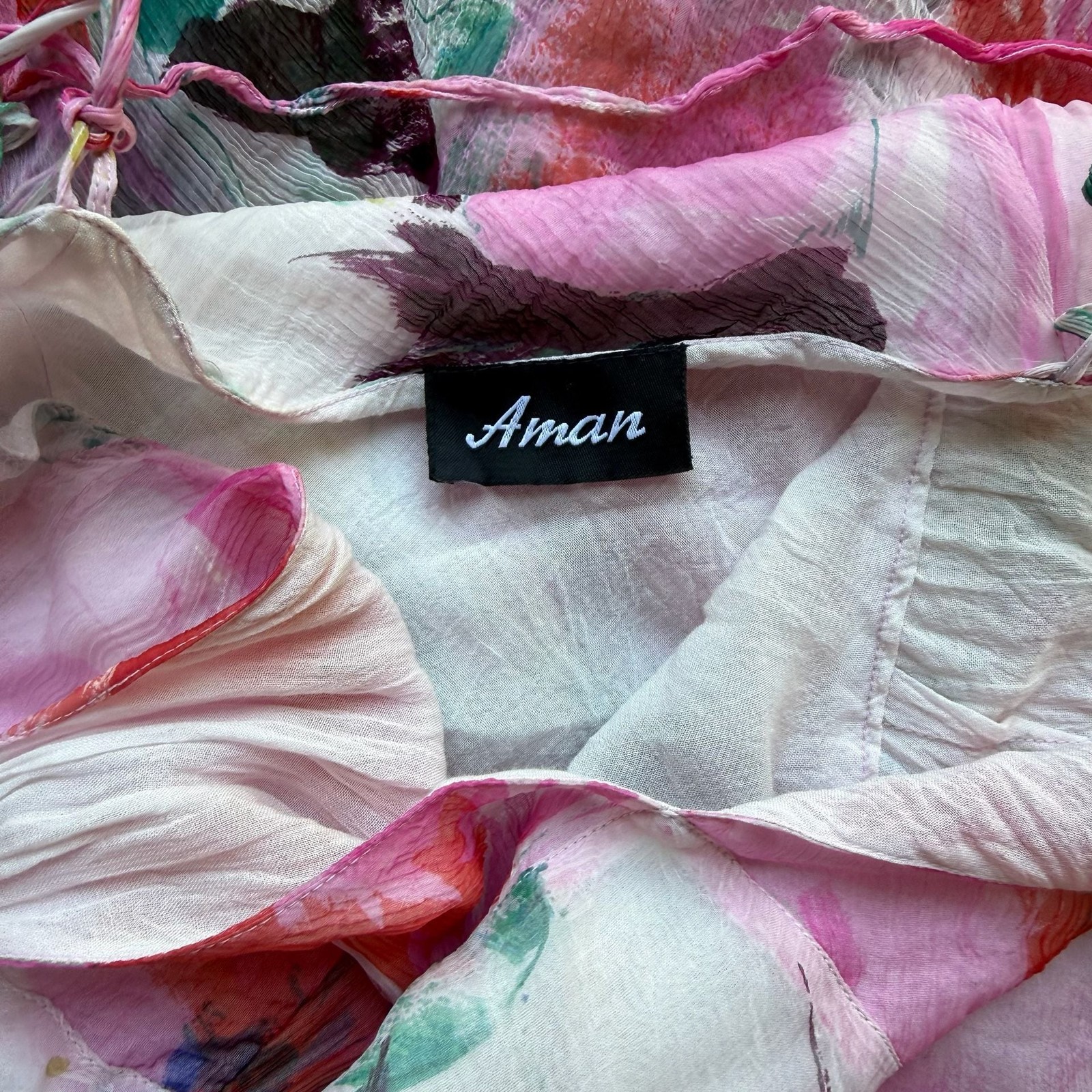 Floral Watercolor Silk Print Chiffon Maxi Slip Dress