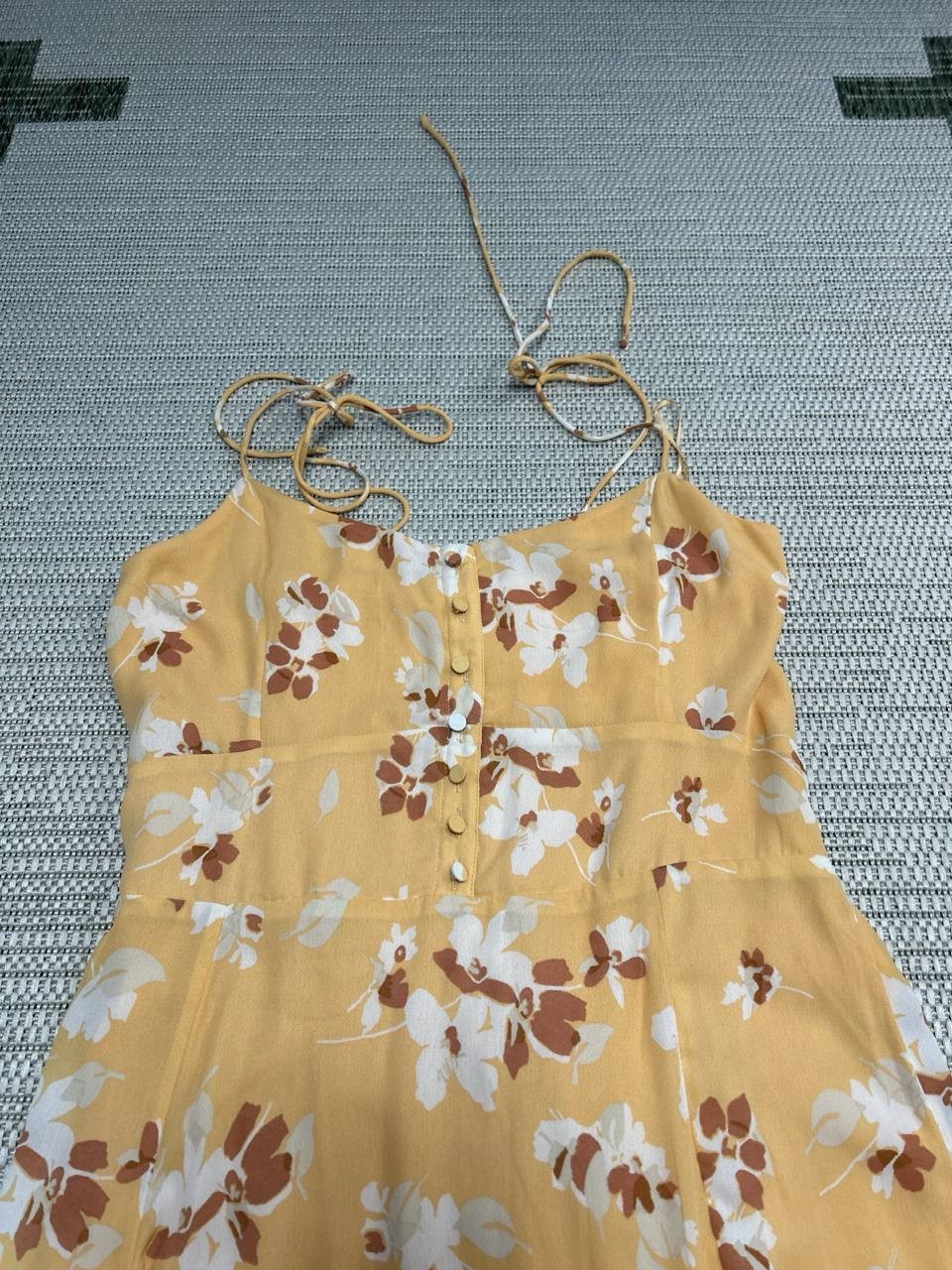 Abercrombie & Fitch Dress Womens Medium Tall Yellow Brown White Floral Midi