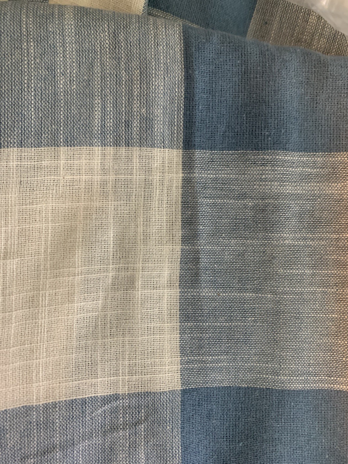 Buffalo Check Plaid Everyday A LINE LINEN COTTON Dress BLUE White XL