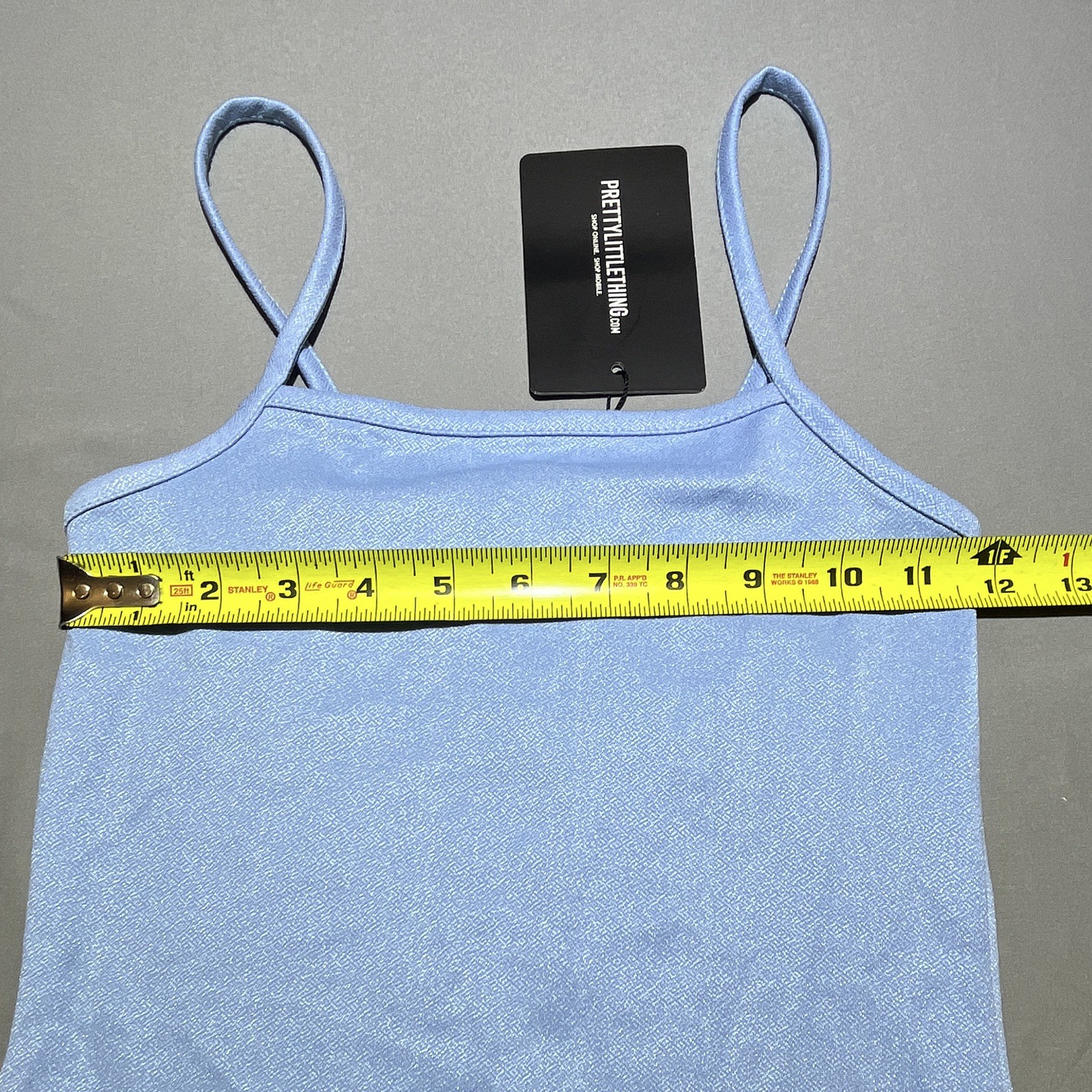 PRETTYLITTLETHING Blue Square Neck Strappy Slip Bodycon Midi Dress Stretch US 2