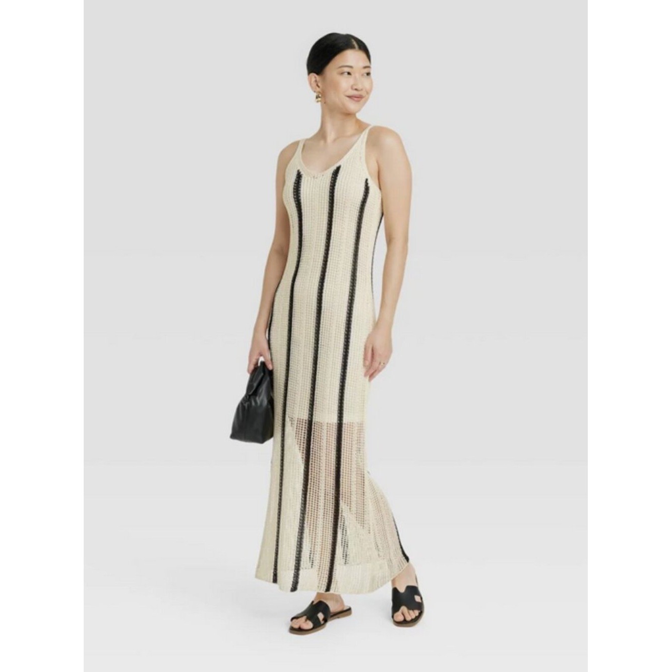 Women’s Open Work Maxi Sundress – A New Day Cream/Black Striped S