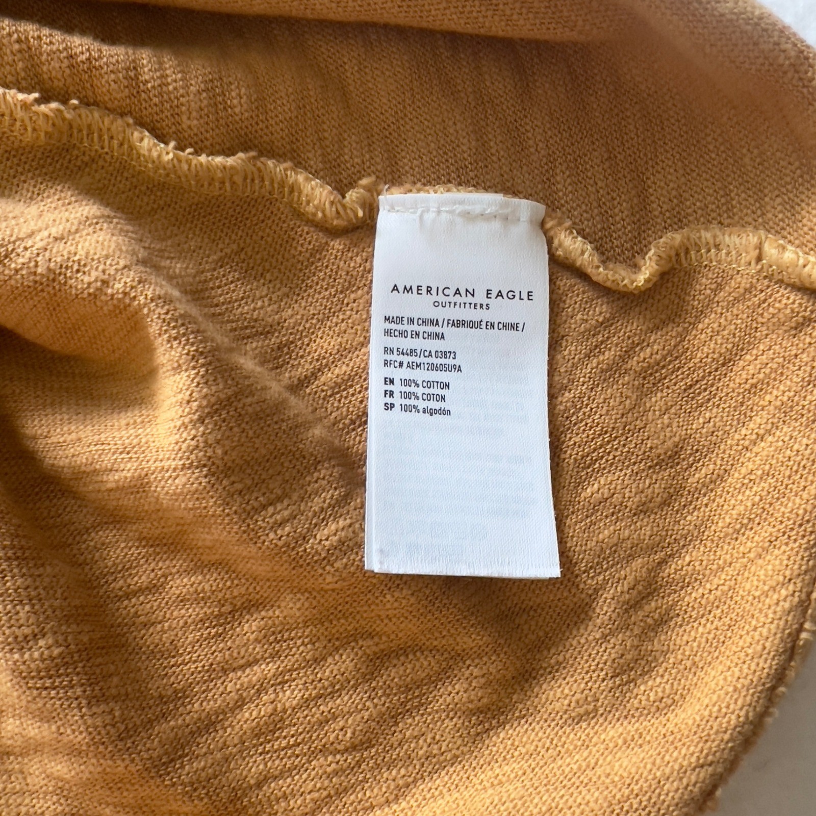 American Eagle Mustard Yellow Cotton Slub Babydoll Mini Dress Short Sleeve M