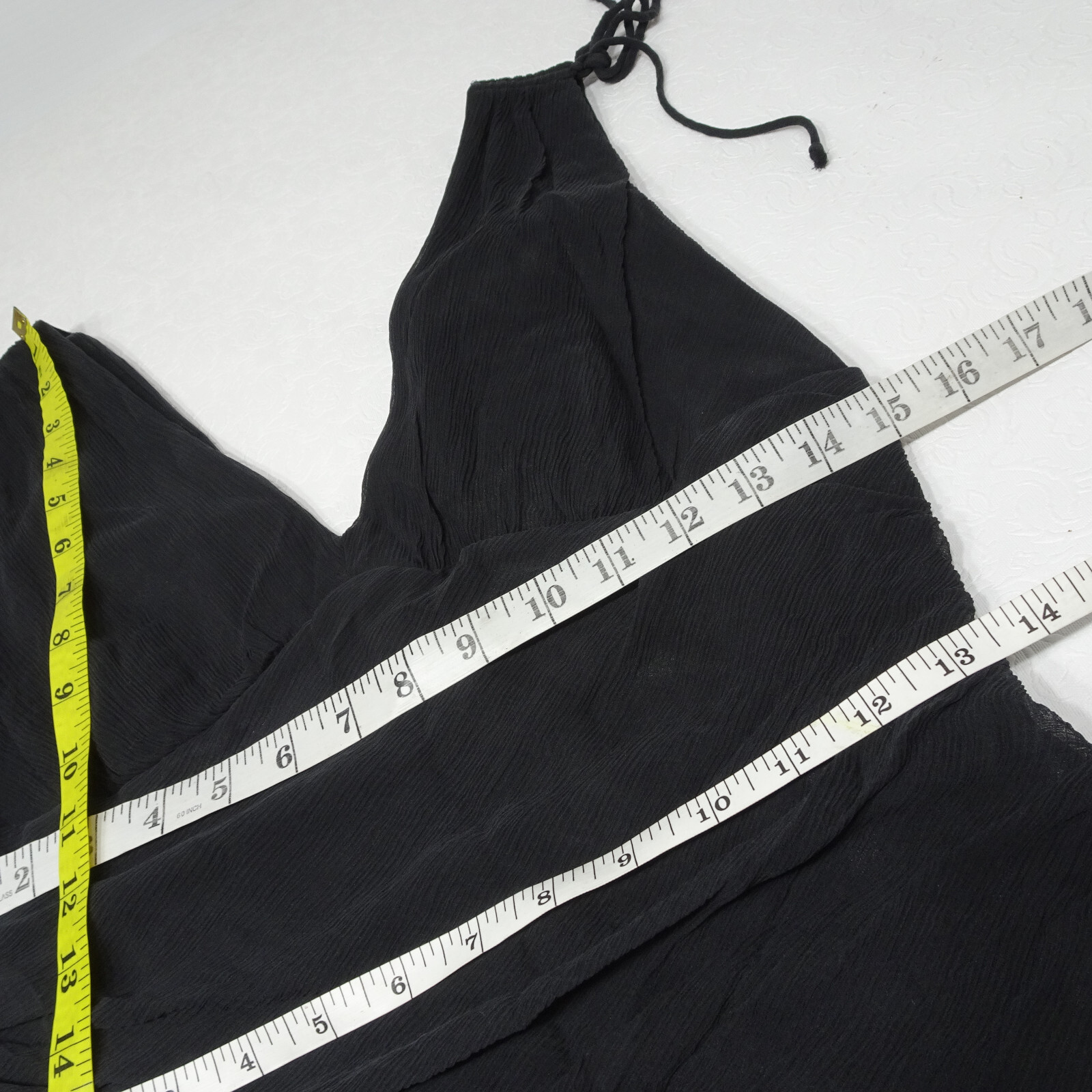 Express Size 10 Black Silk Blend Ruffled Deep V Neck Cut Sleeveless Dress