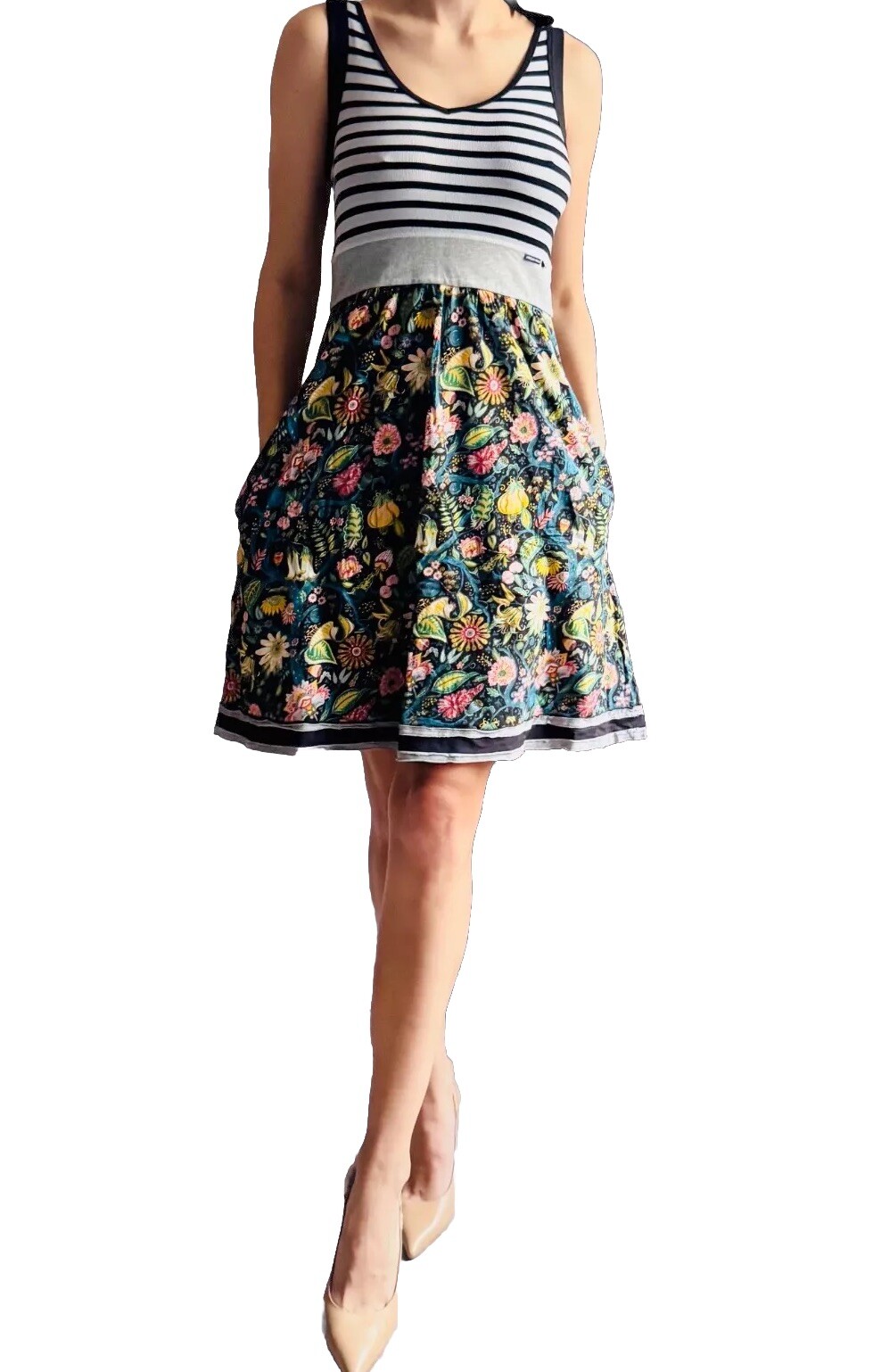 Marc Cain Sport dress size S floral stripped knee length