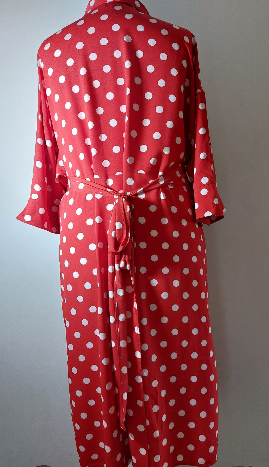 Manon Baptiste Red White Polka Dot Wrap Dress UK 20 EU48 Tie Belt Midi