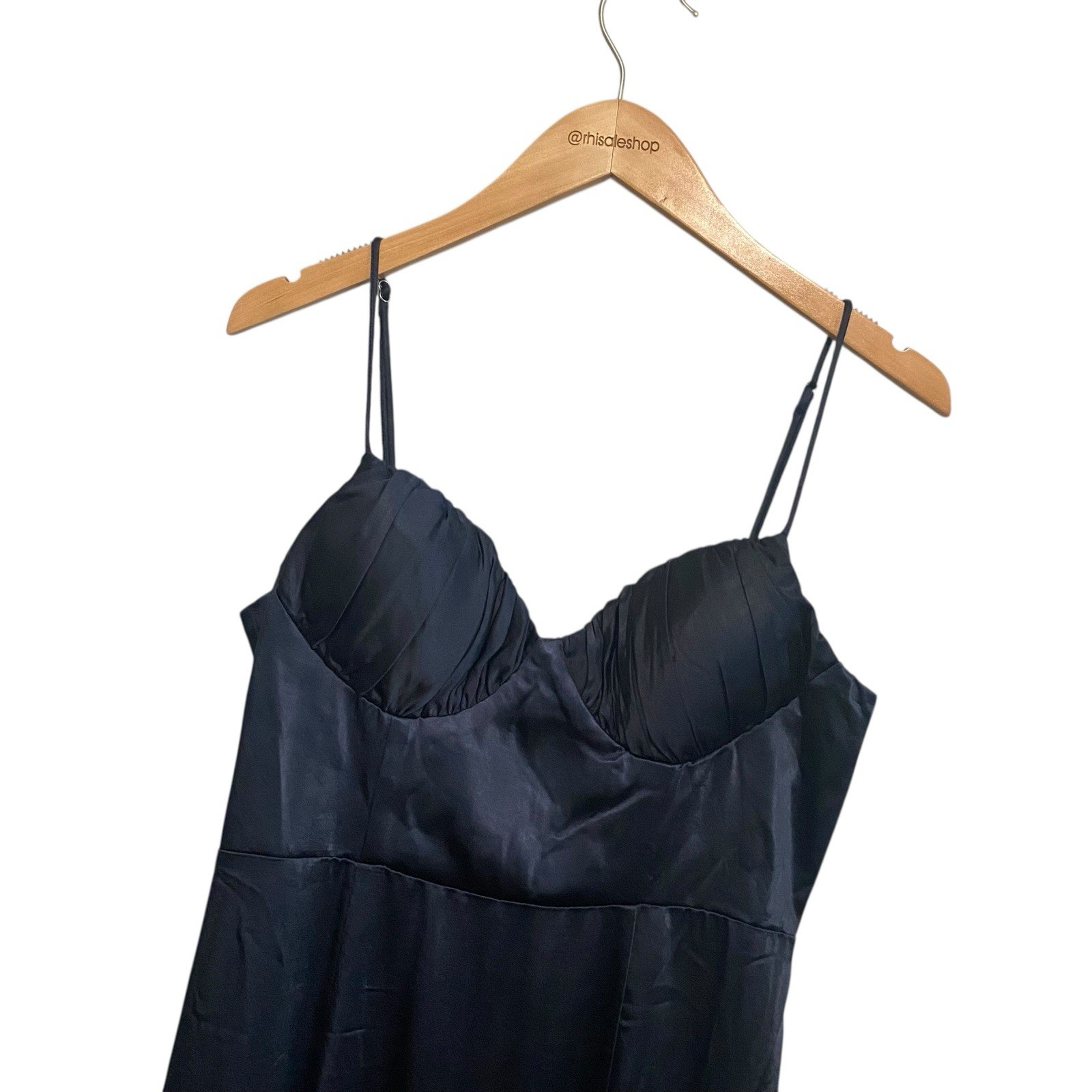 NWT Selfie Leslie Bronte High Split Gathered Bust Maxi Dress Ink Navy Blue Large