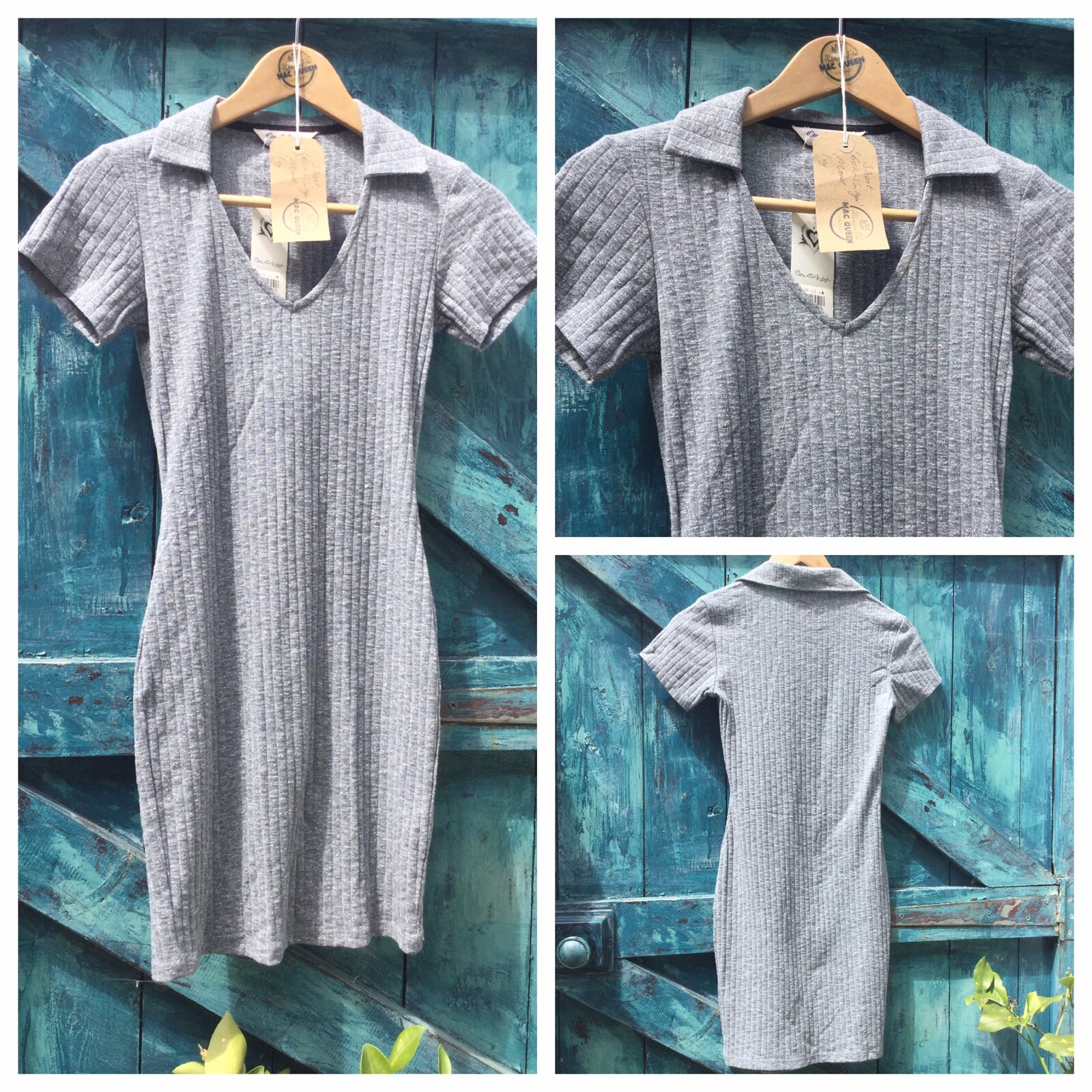 Womens Dress Size 8 Knitted Tennis Dress Grey VGC